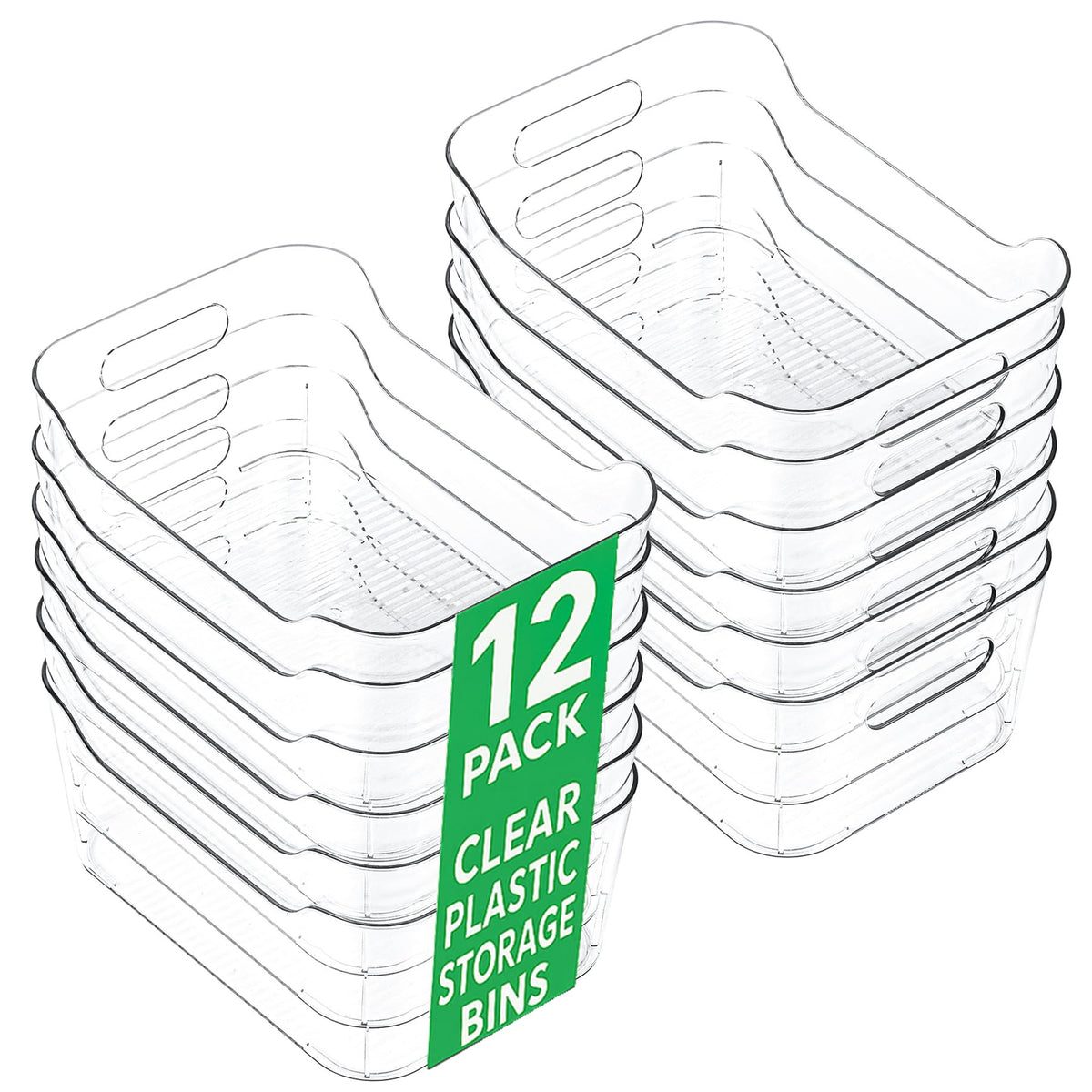 12 Pack Clear Plastic Storage Bins (12 Count)