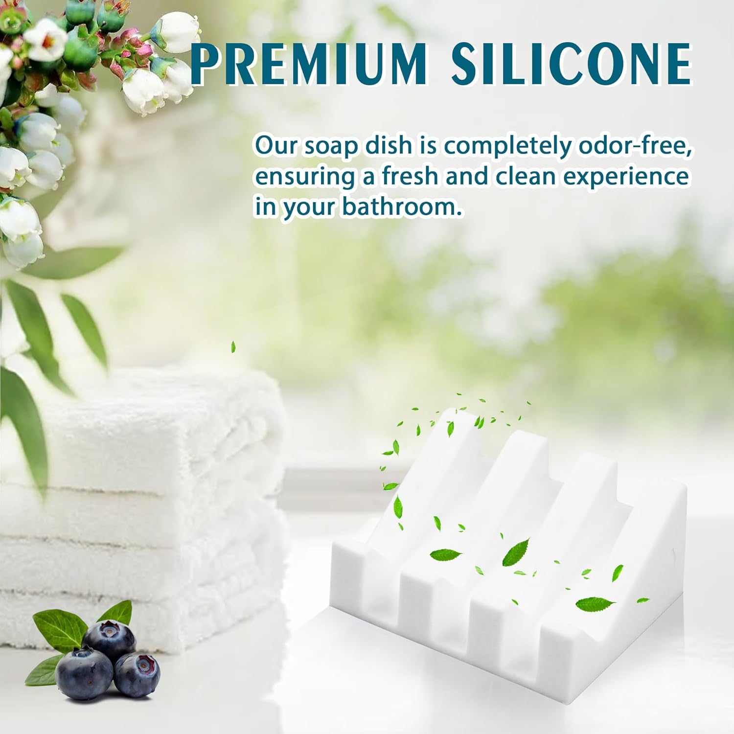 Silicone Soap Dish Self Draining with Suction Cups (2 Count)