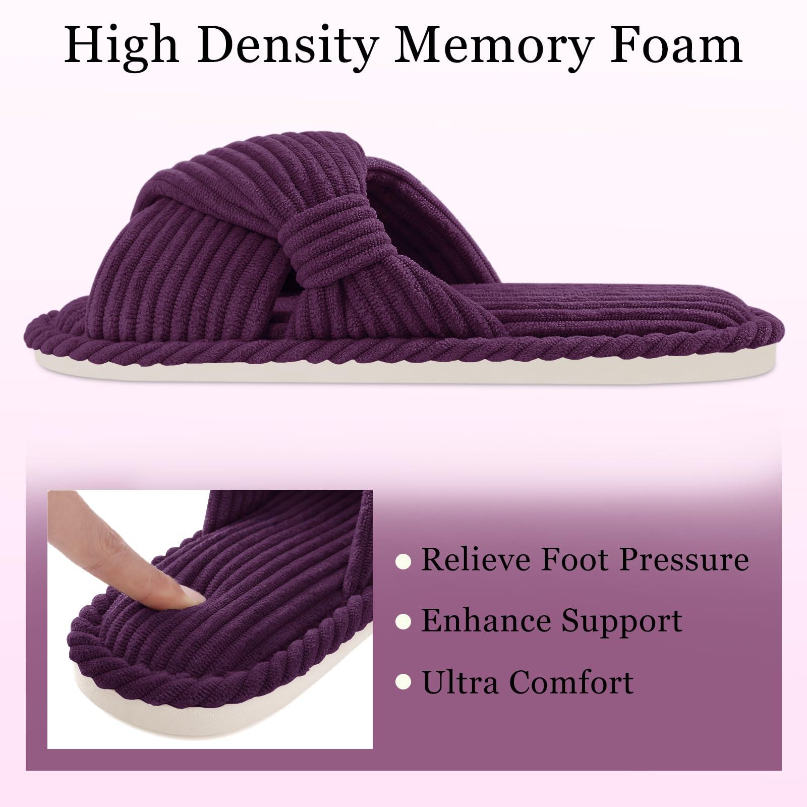 Summer House Slippers for Women Corduroy Open Toe Indoor Slippers