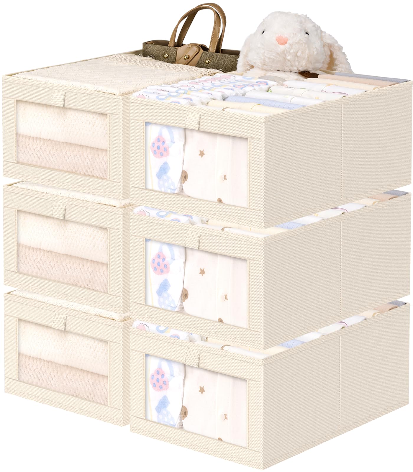 6 Pack Linen Closet Organizers and Storage (6 Count)