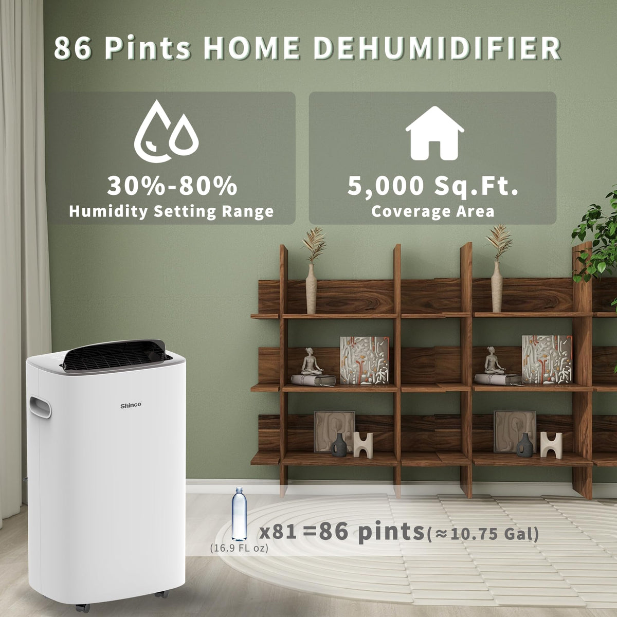86 Pints Dehumidifier for Home and Basements
