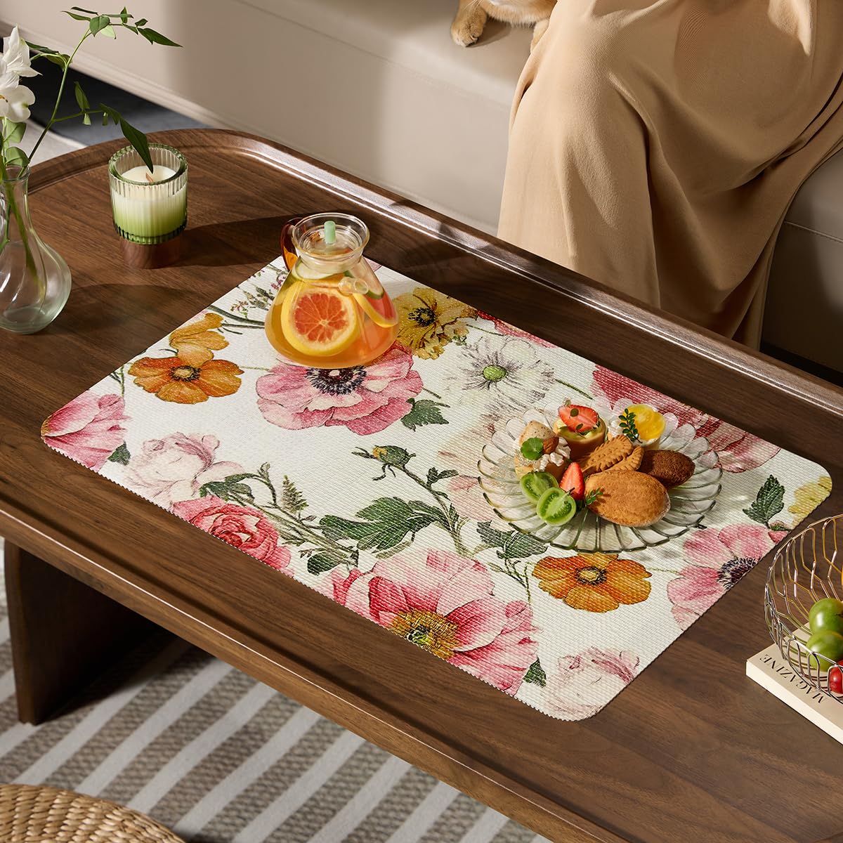 Floral Shelf Liner Pink Cabinet Liners for Shelves 12In x 16.4FT