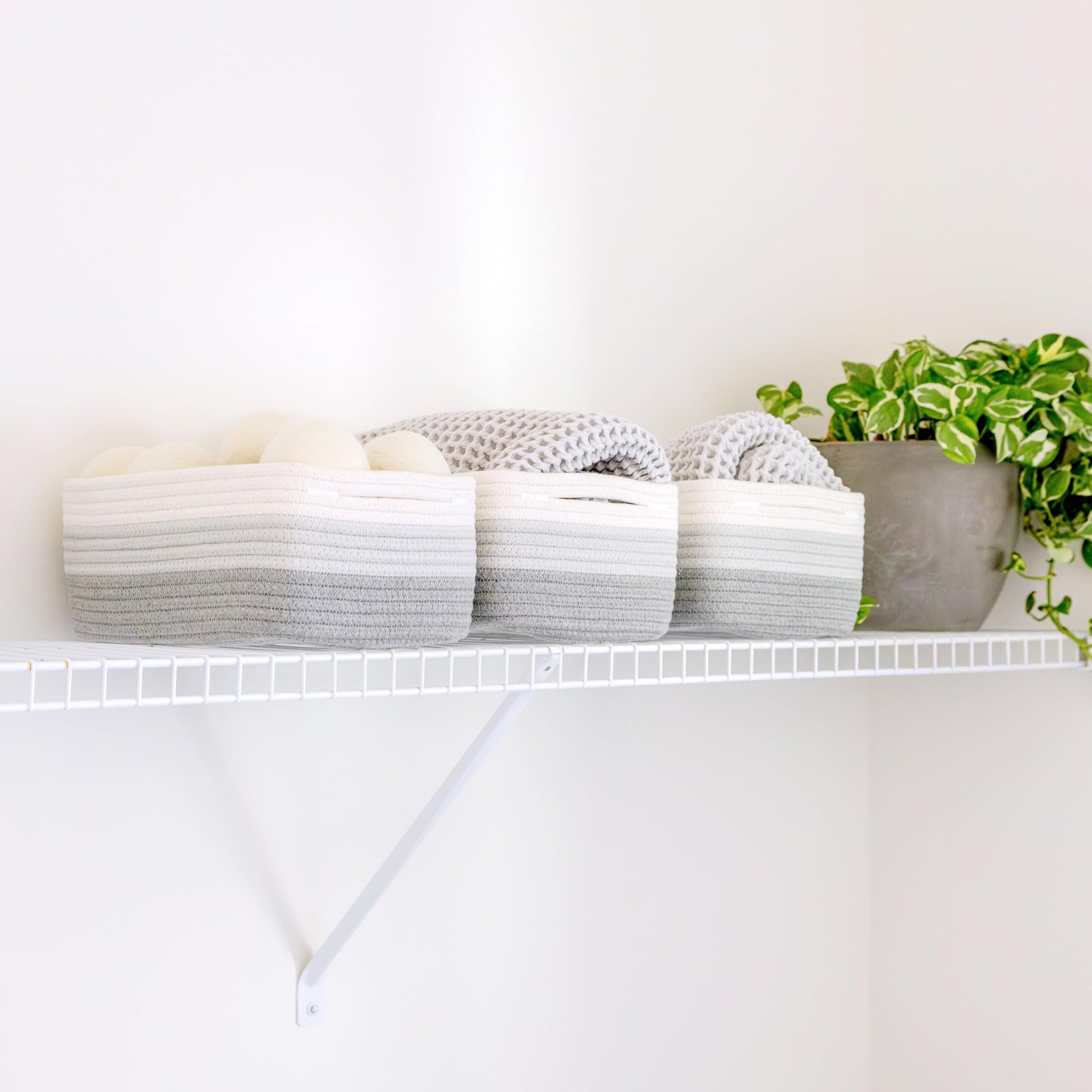11.8"x8"x4.5” Rectangle Storage Baskets for Shelves 3 Pack (3 Count)