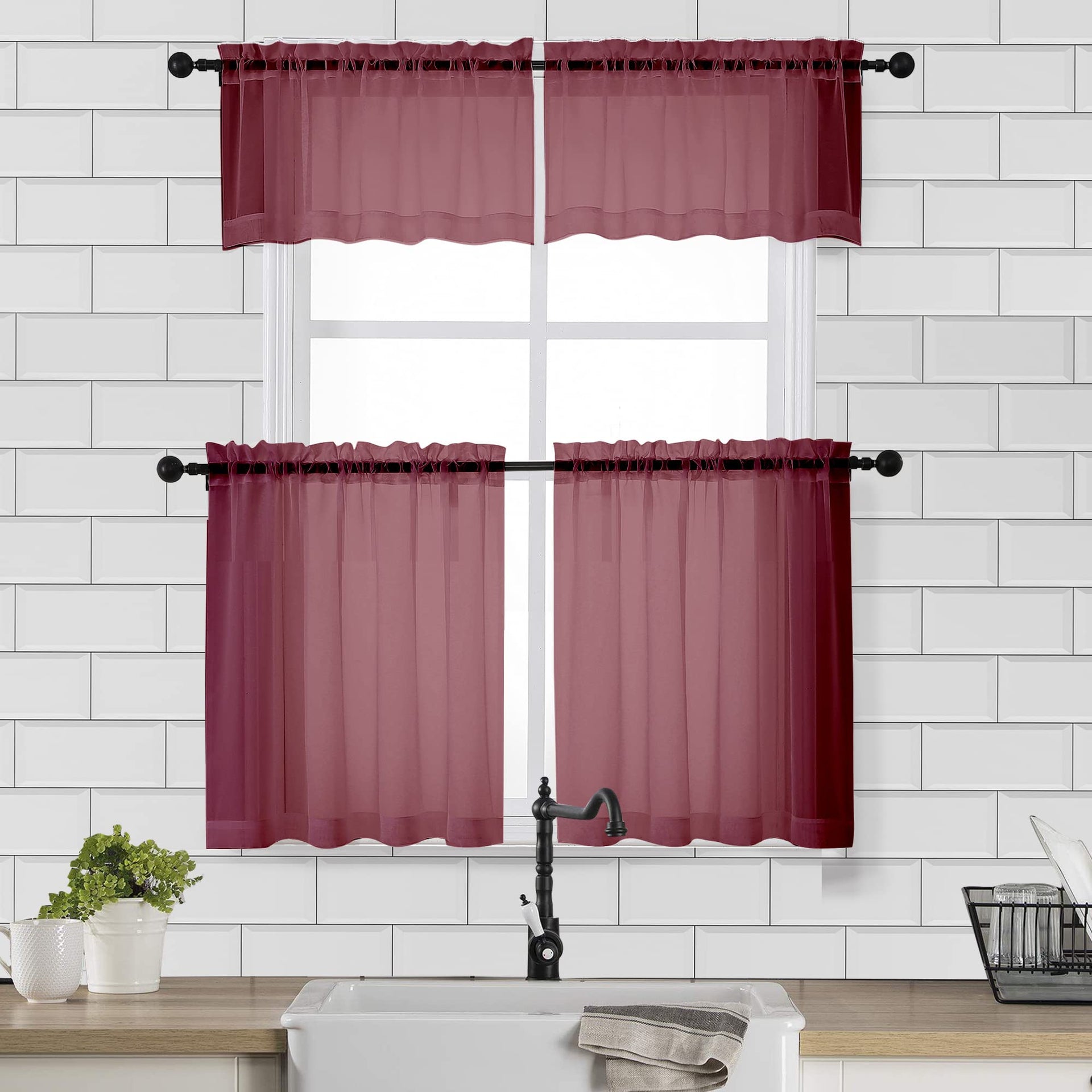 Sheer Tier Curtains 24 Inch Length