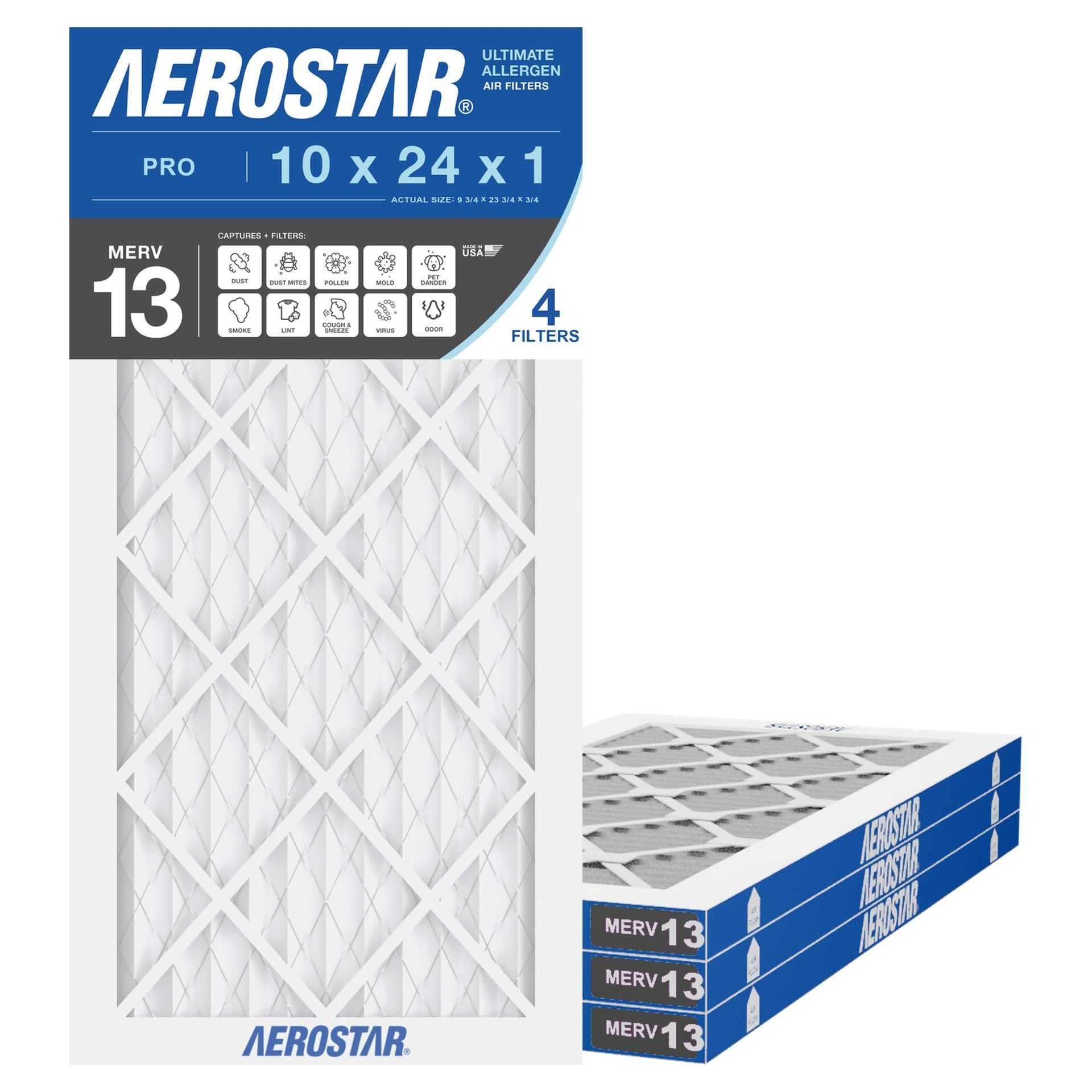 Air Filter 10x24x1 MERV 13 AC Filter (4 Count)