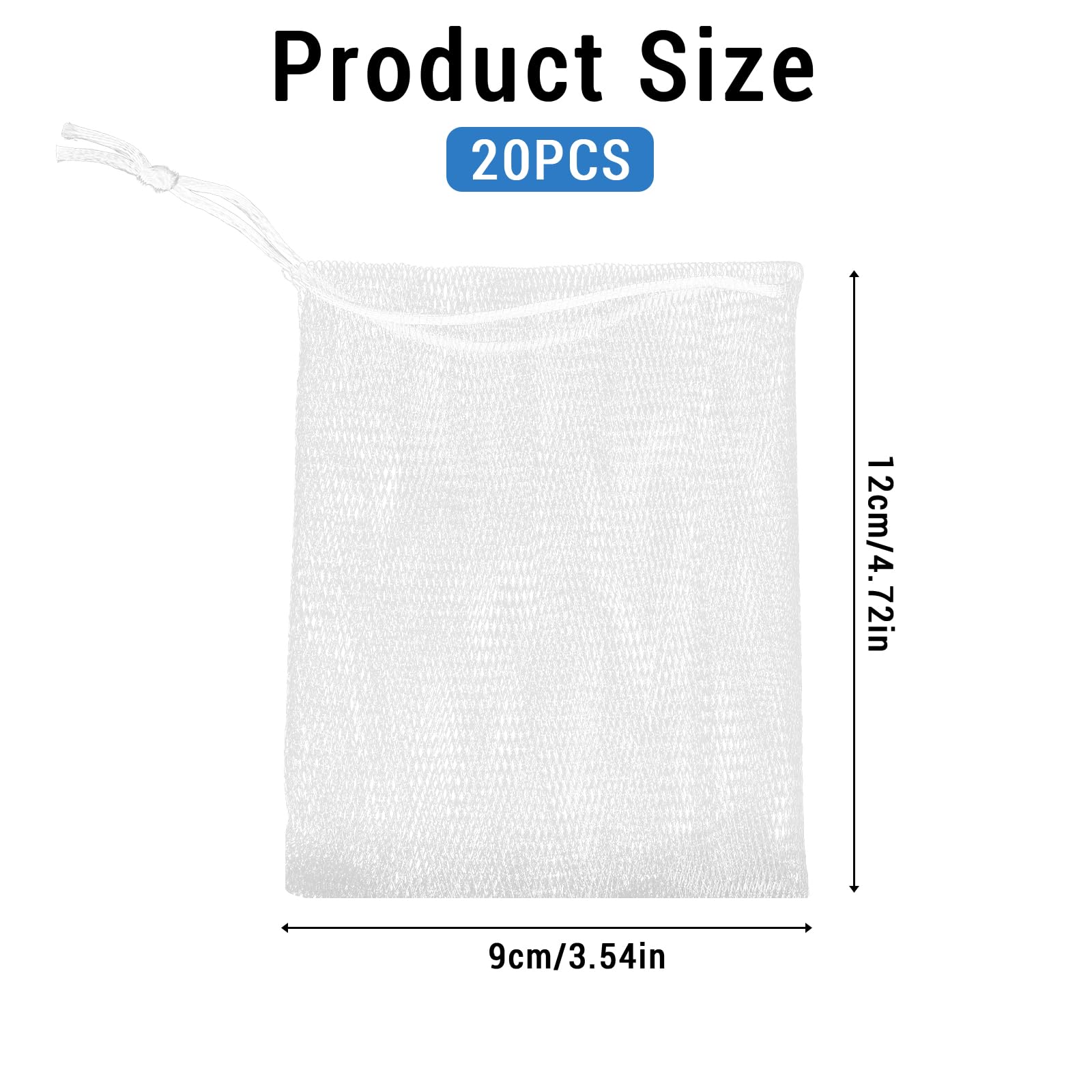 20 PCS Exfoliating Mesh Soap Saver Pouch Bag Mesh Soap Bag Handmade Soaps Bubble Meshs Net Bags with Drawstring Meshs Foaming Net Soaps Sack Bags for Bath & Shower (20 Count)
