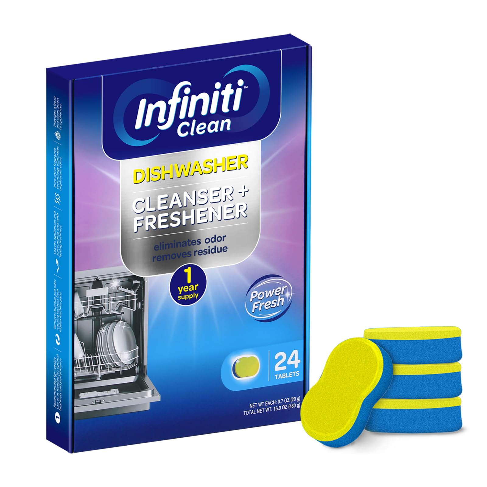 Dishwasher Cleaner and Deodorizer Tablets (24 Count)