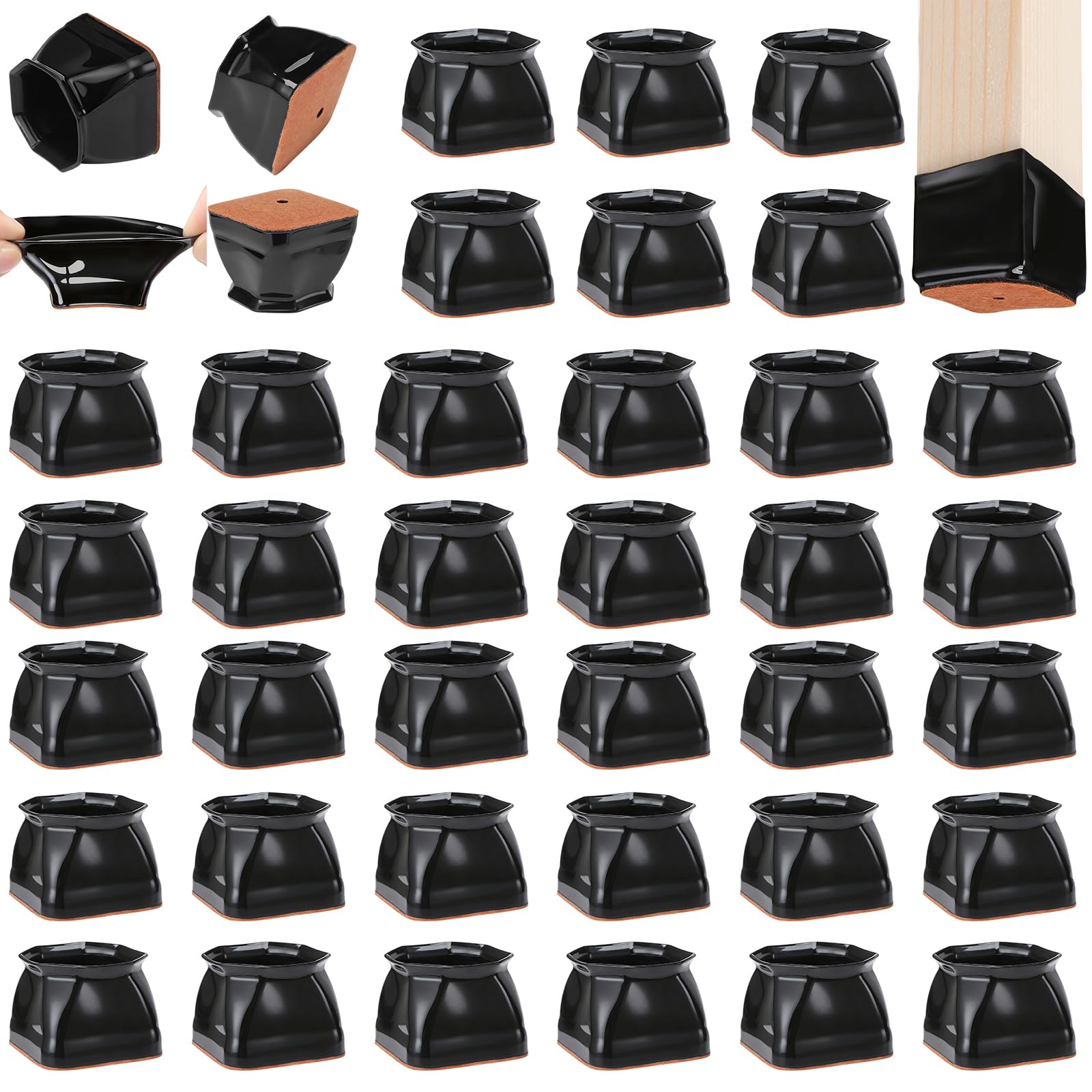 36 Pack Square Chair Leg Floor Protectors for Hardwood Floors