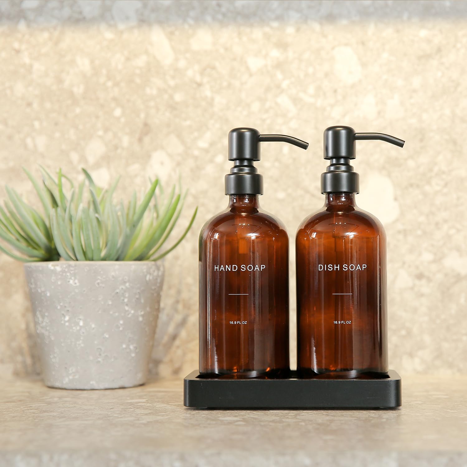 Amber Soap Dispenser Set (2 Count)