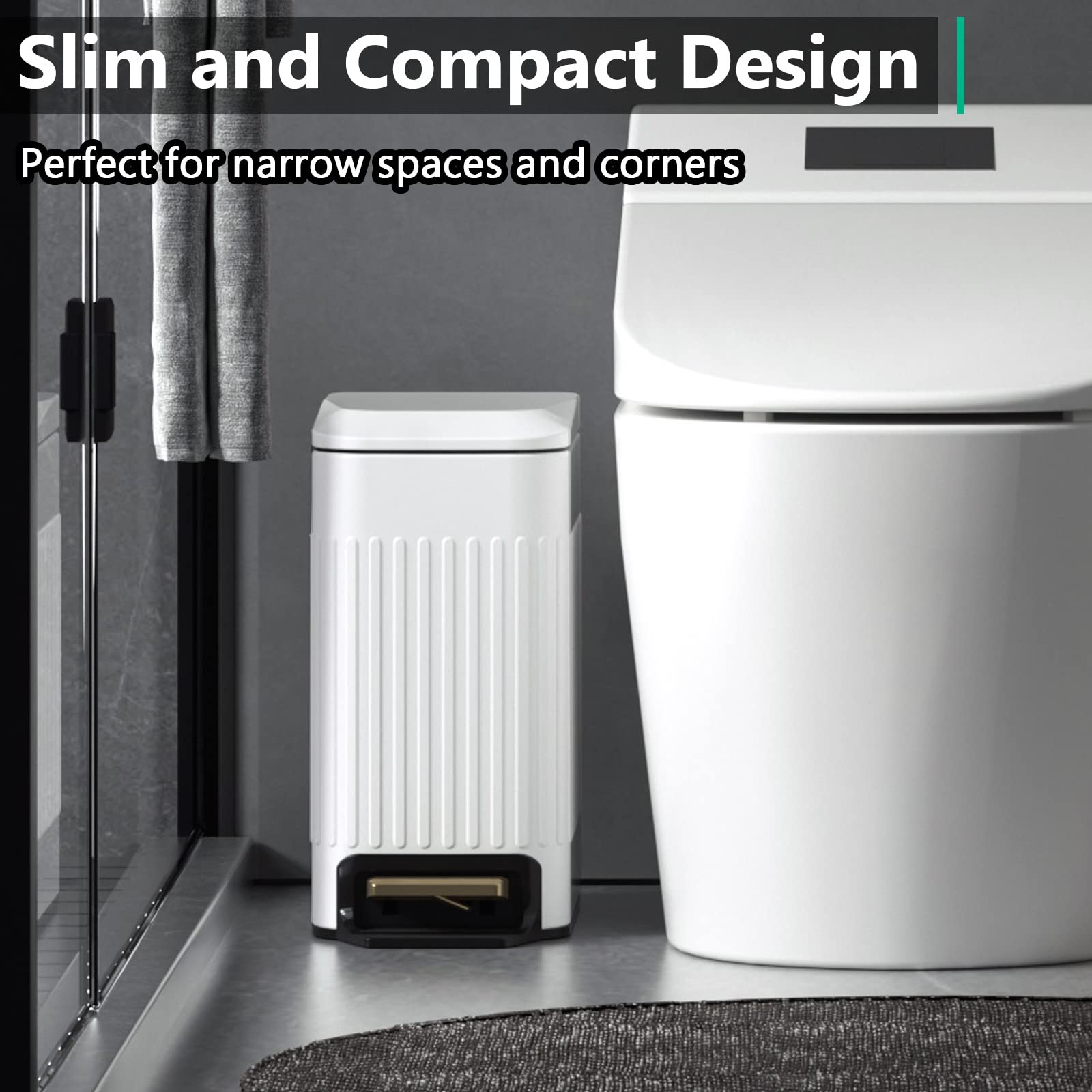 Small Bathroom Trash Can with Lid Soft Close
