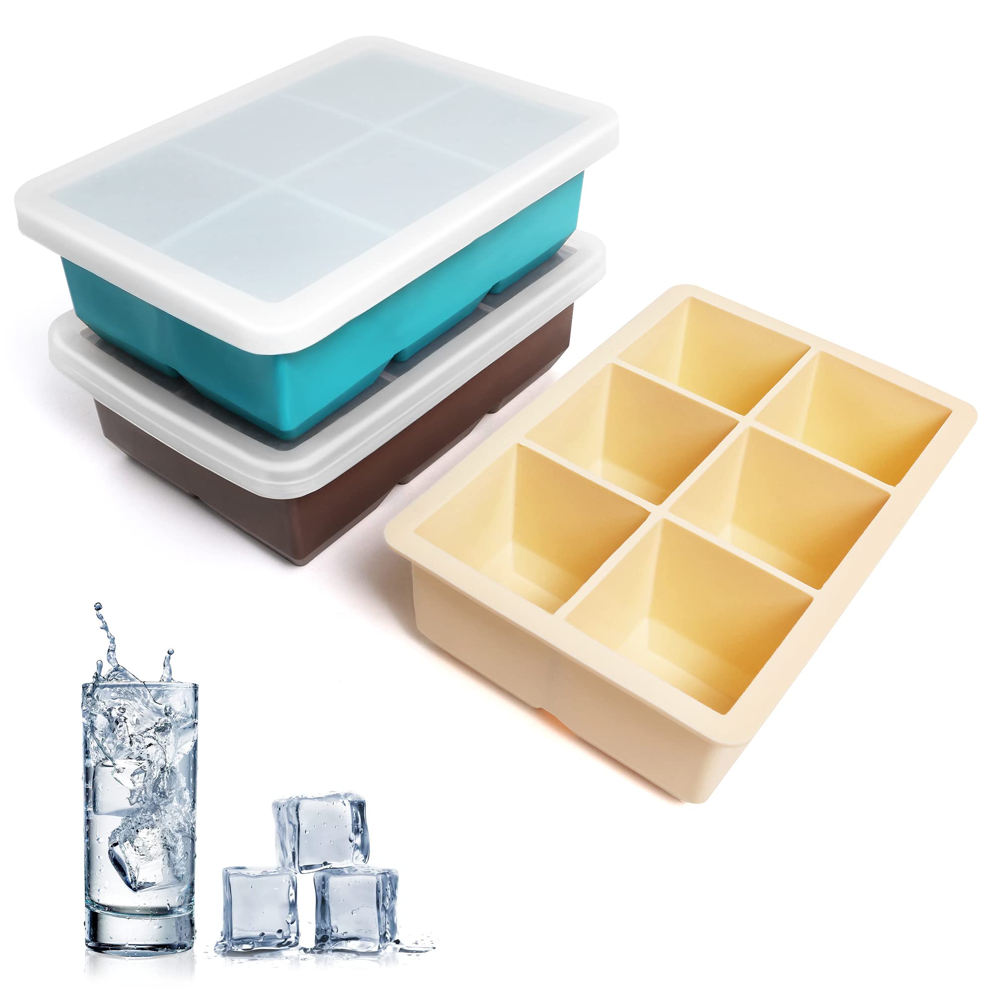 Silicone Ice Cube Trays 3 Pack (3 Count)