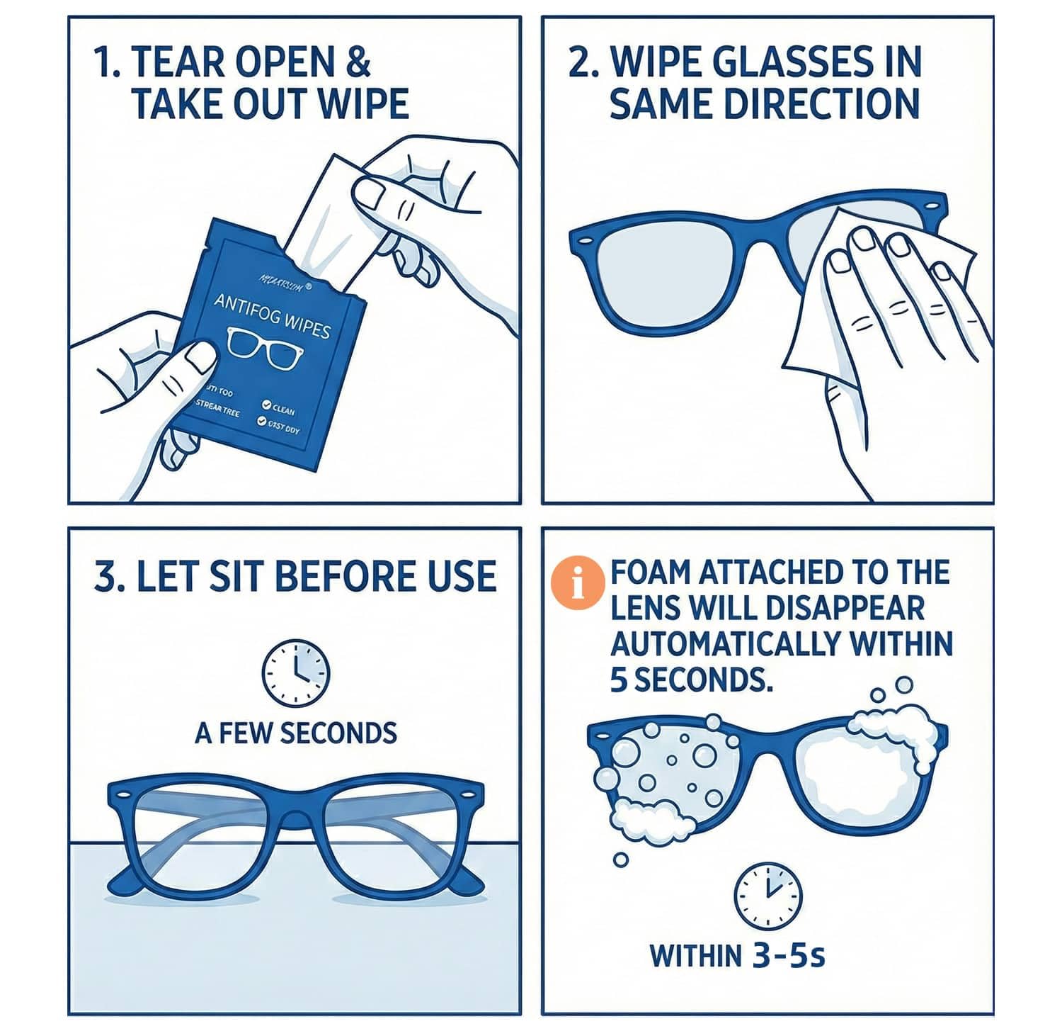 Anti Fog Wipes for Glasses (100 Count)