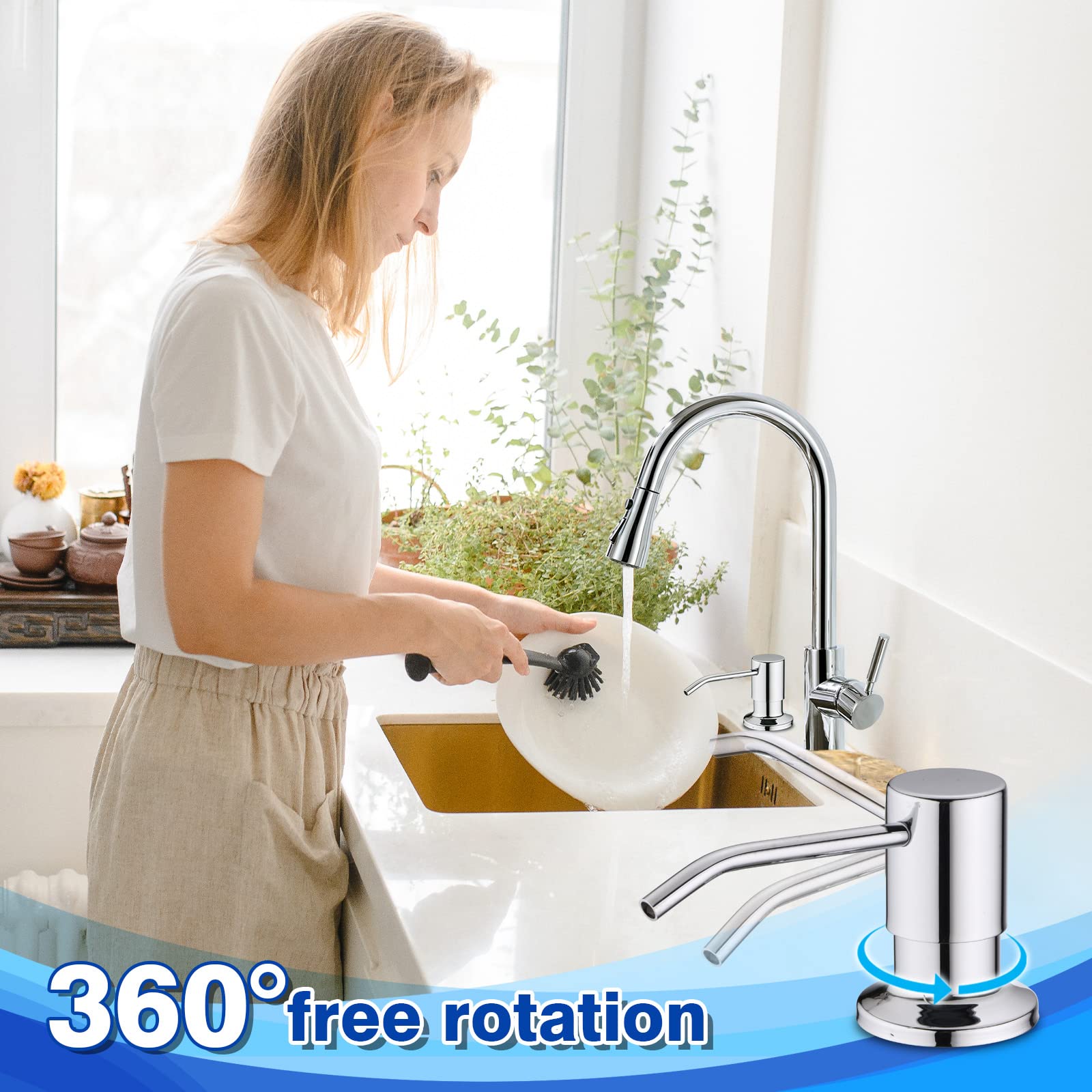 Polished Chrome Soap Dispenser for Kitchen Sink WEWE