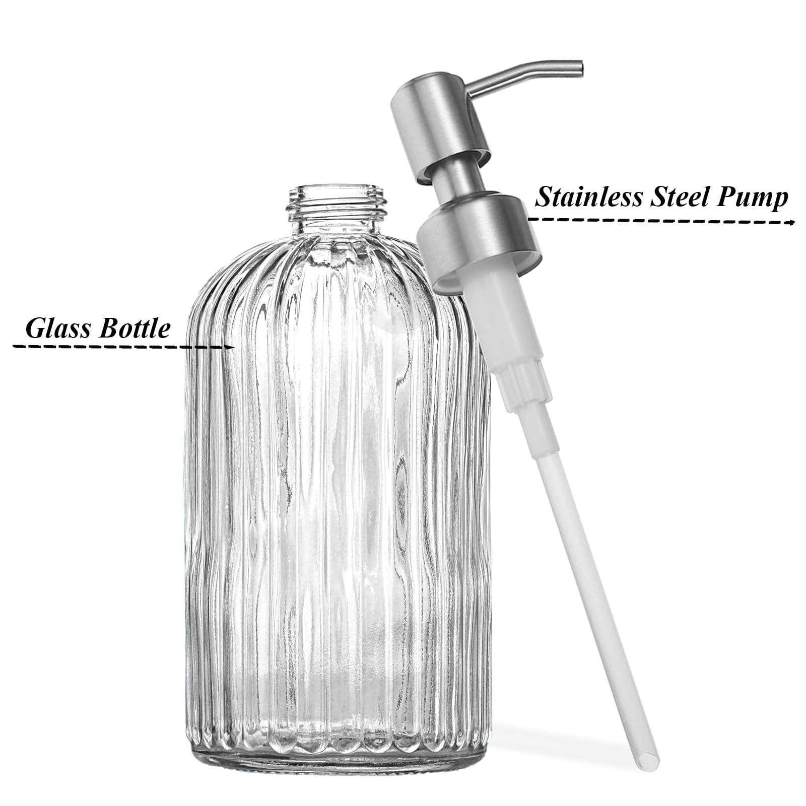 14Oz Clear Glass Soap Dispenser Bathroom