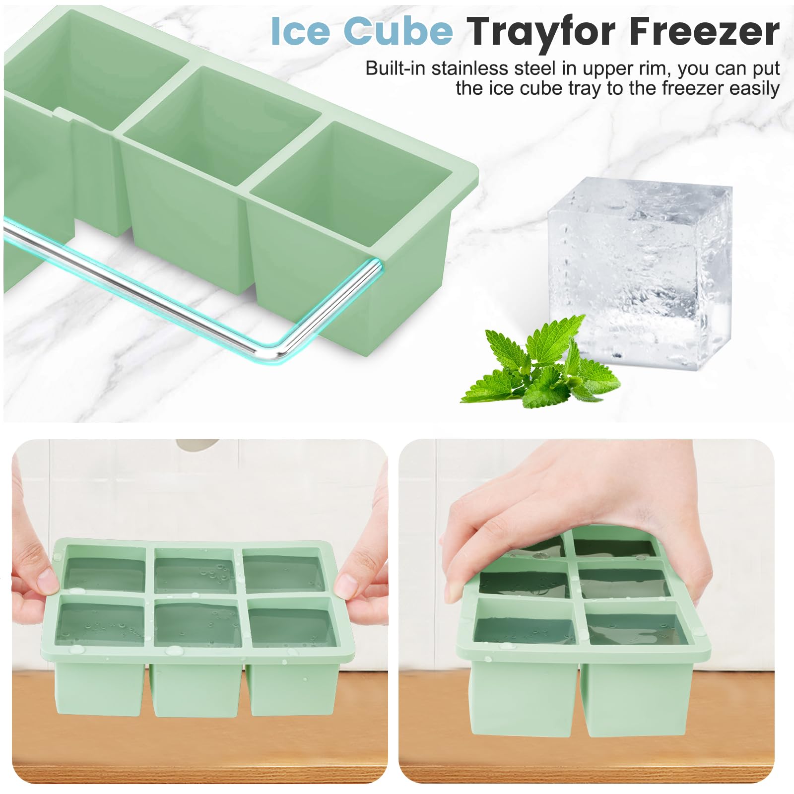 Large Silicone Ice Cube Tray 3Pack (3 Count)