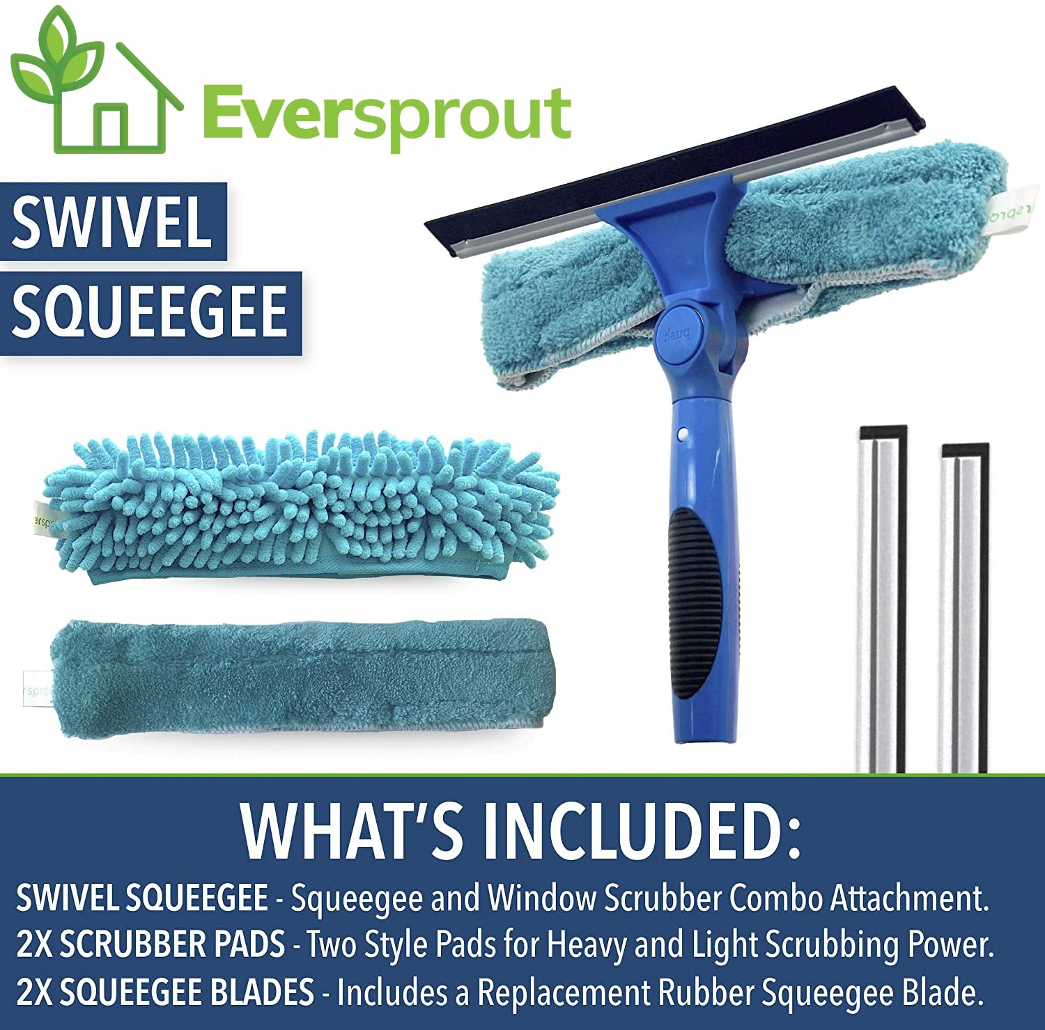 Swivel Squeegee & Microfiber Window Scrubber