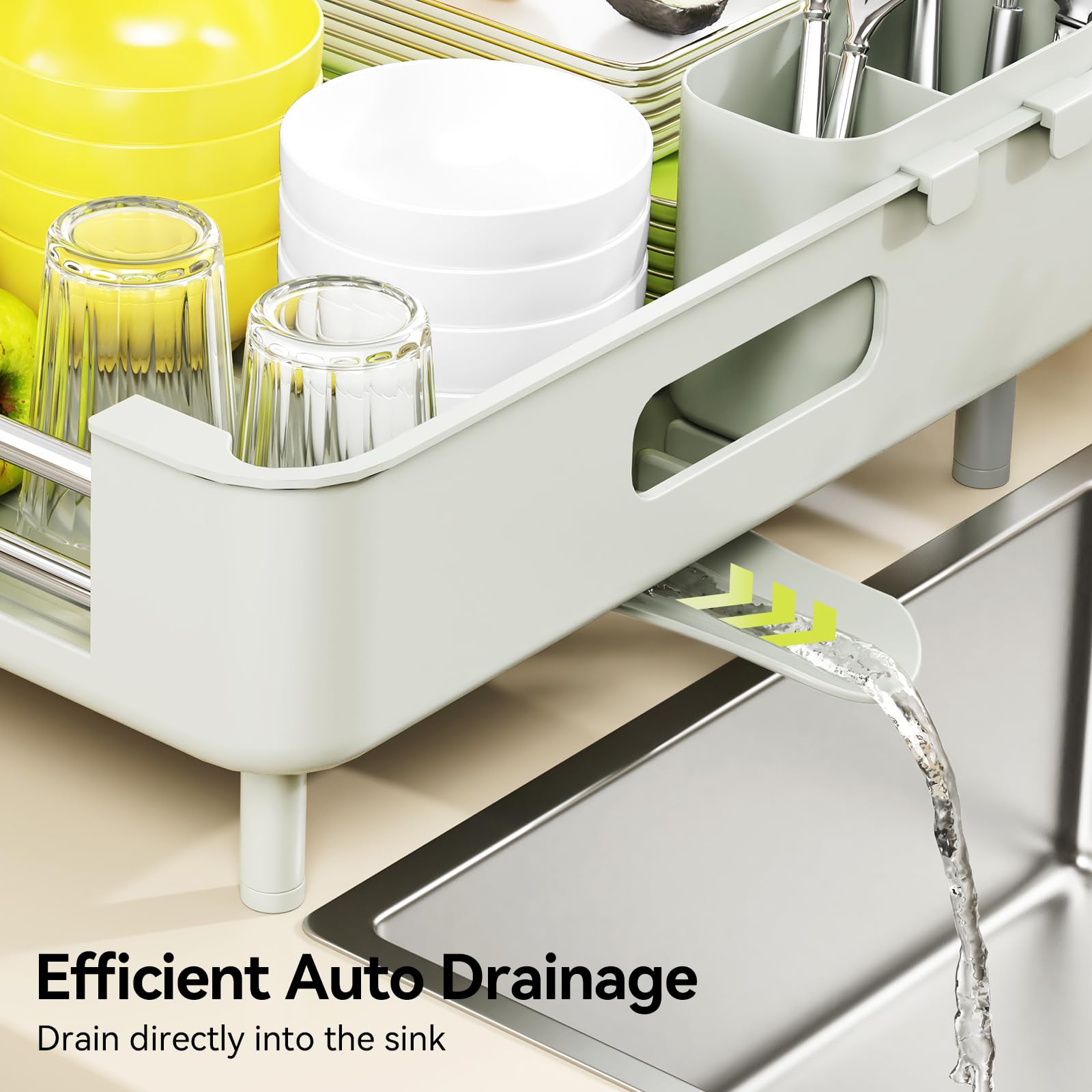 Extendable Stainless Dish Drying Rack for Kitchen Counter