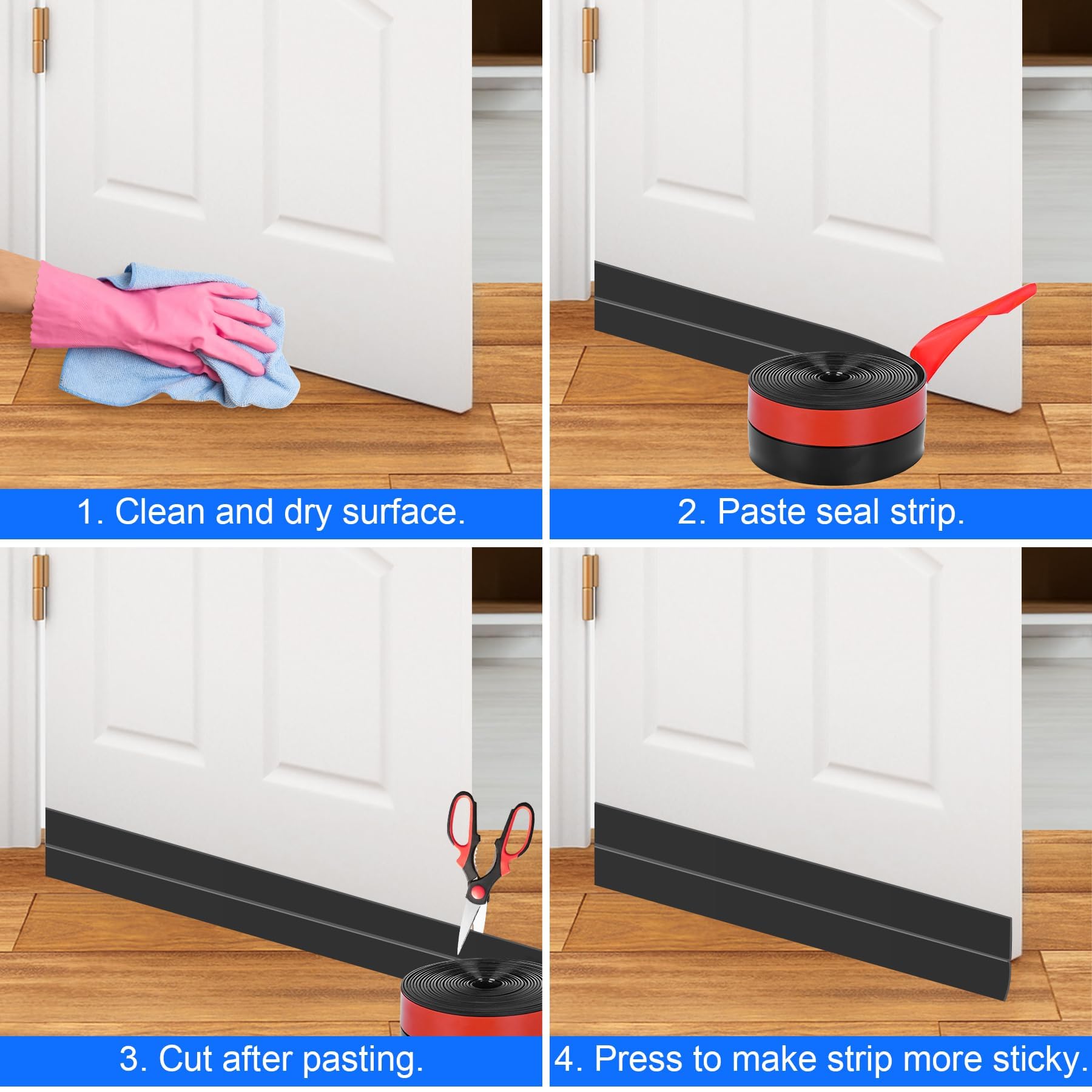 Weather Stripping Silicone Door Seal Strip 2 in x 40 ft Door Draft Stopper Self Adhesive Door Draft Tape (40 Foot)