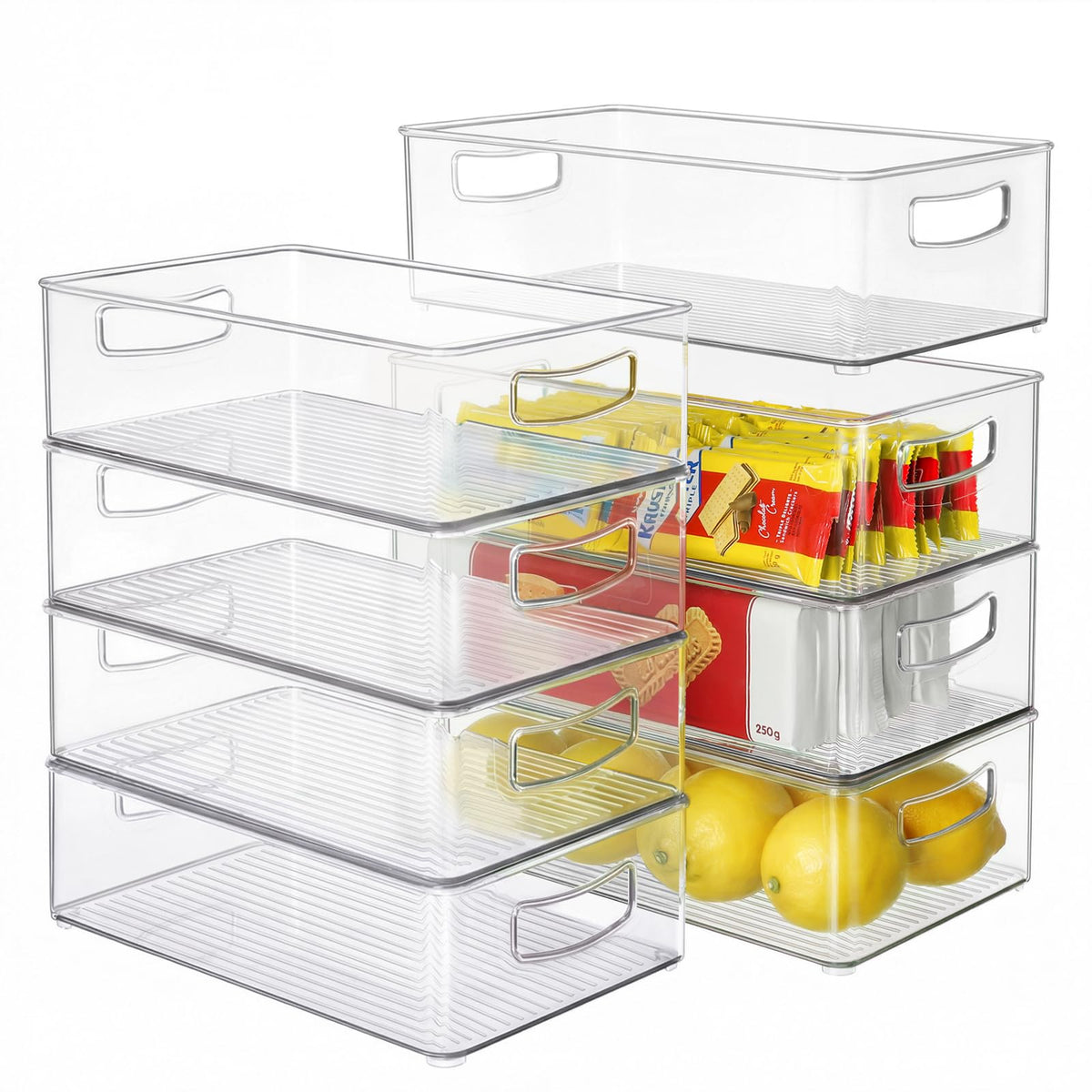 Set of 8 Clear Fridge Organizer Bins (8 Count)