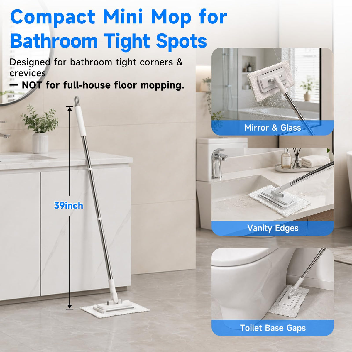 Handy Little Mop with 20 Cloths for Cleaning Supplies for Housekeeping