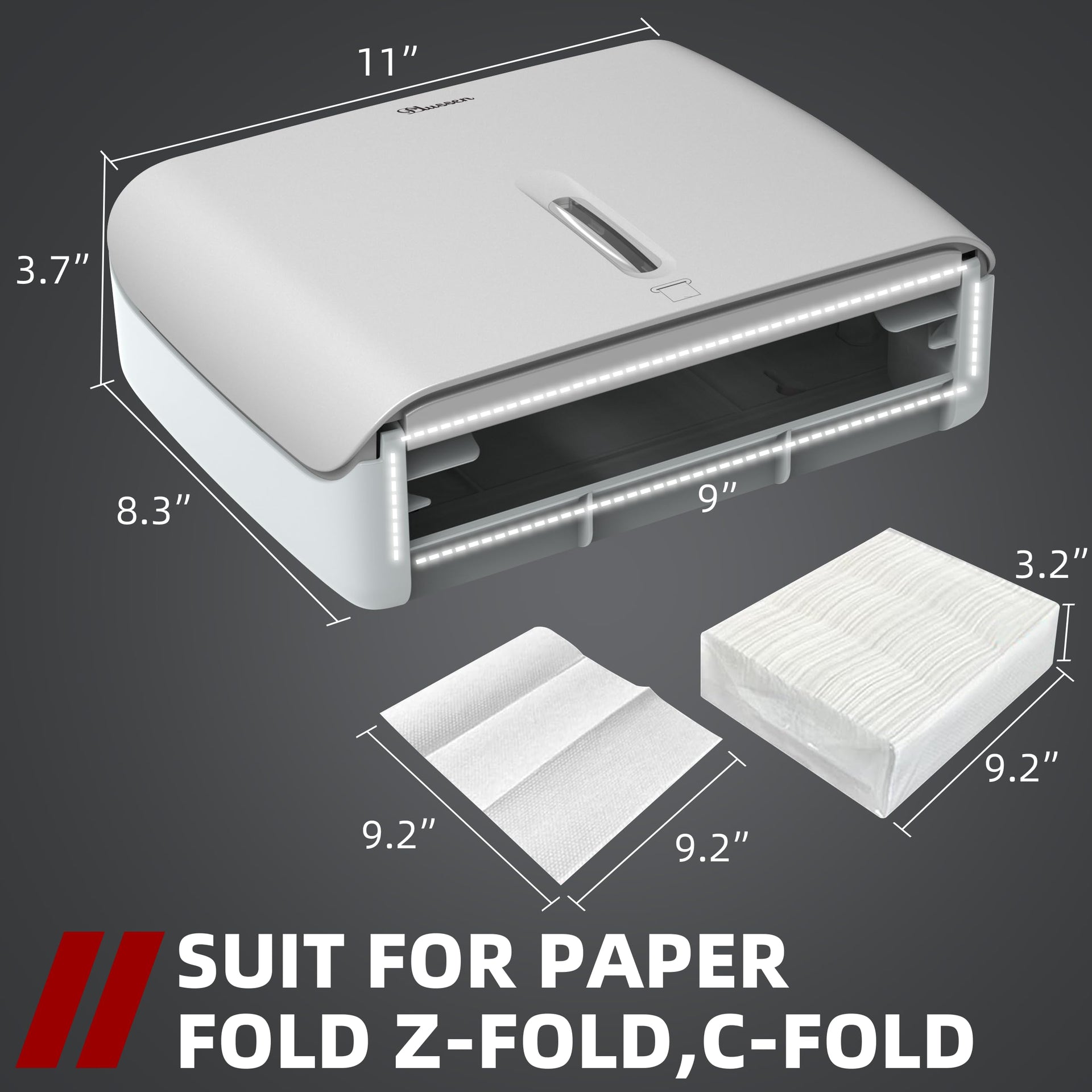 Multifold Paper Towel Dispenser Wall Surface Mounted Compatible with Manual Z Fold C Folded Tri Fold Dispensing for Home Bathroom Case of 3 Dispenser (3 Count)