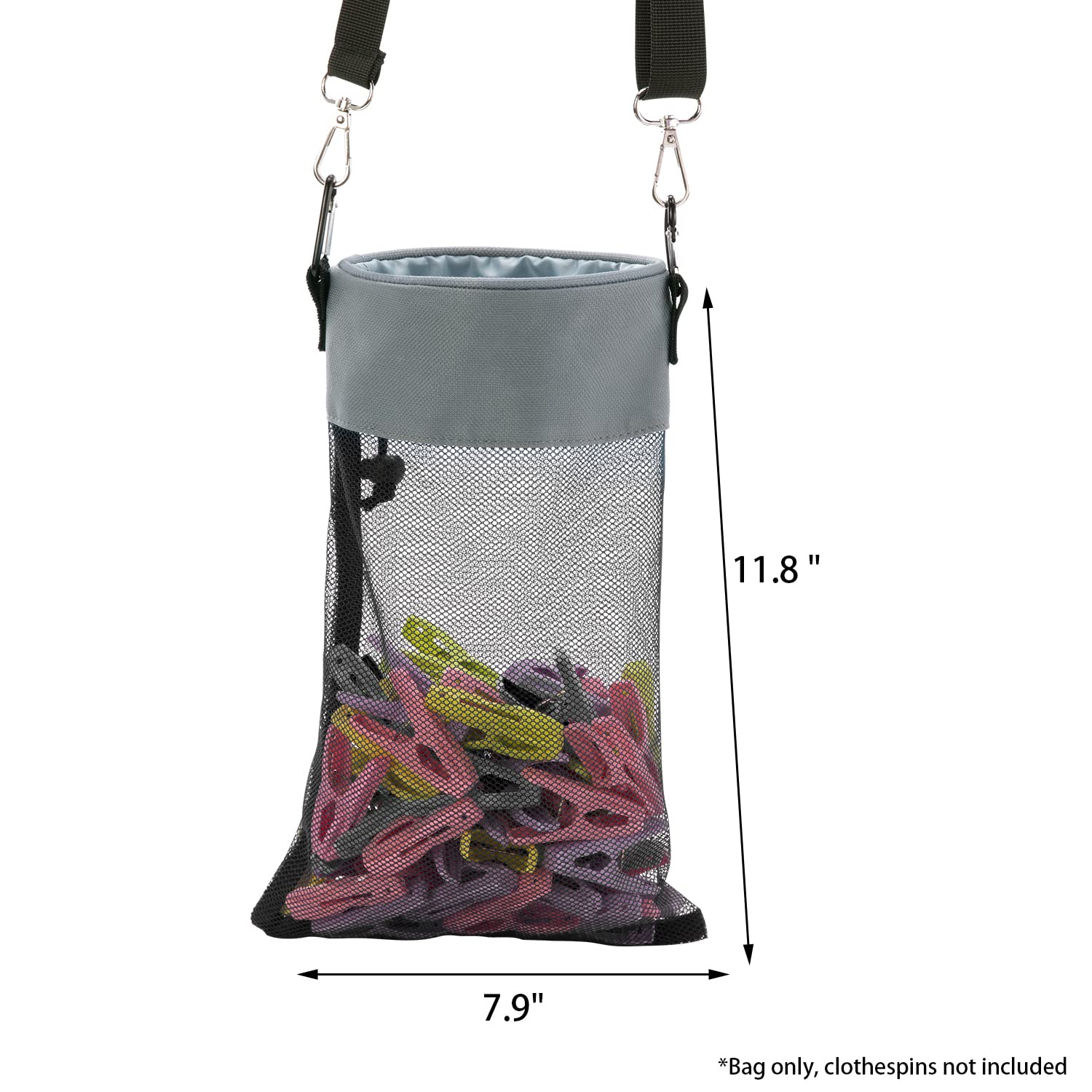 Mesh Clothespin Bag with Hooks Hanging Clothes Pin Bag with Drawstring Closure Clothespin Holder