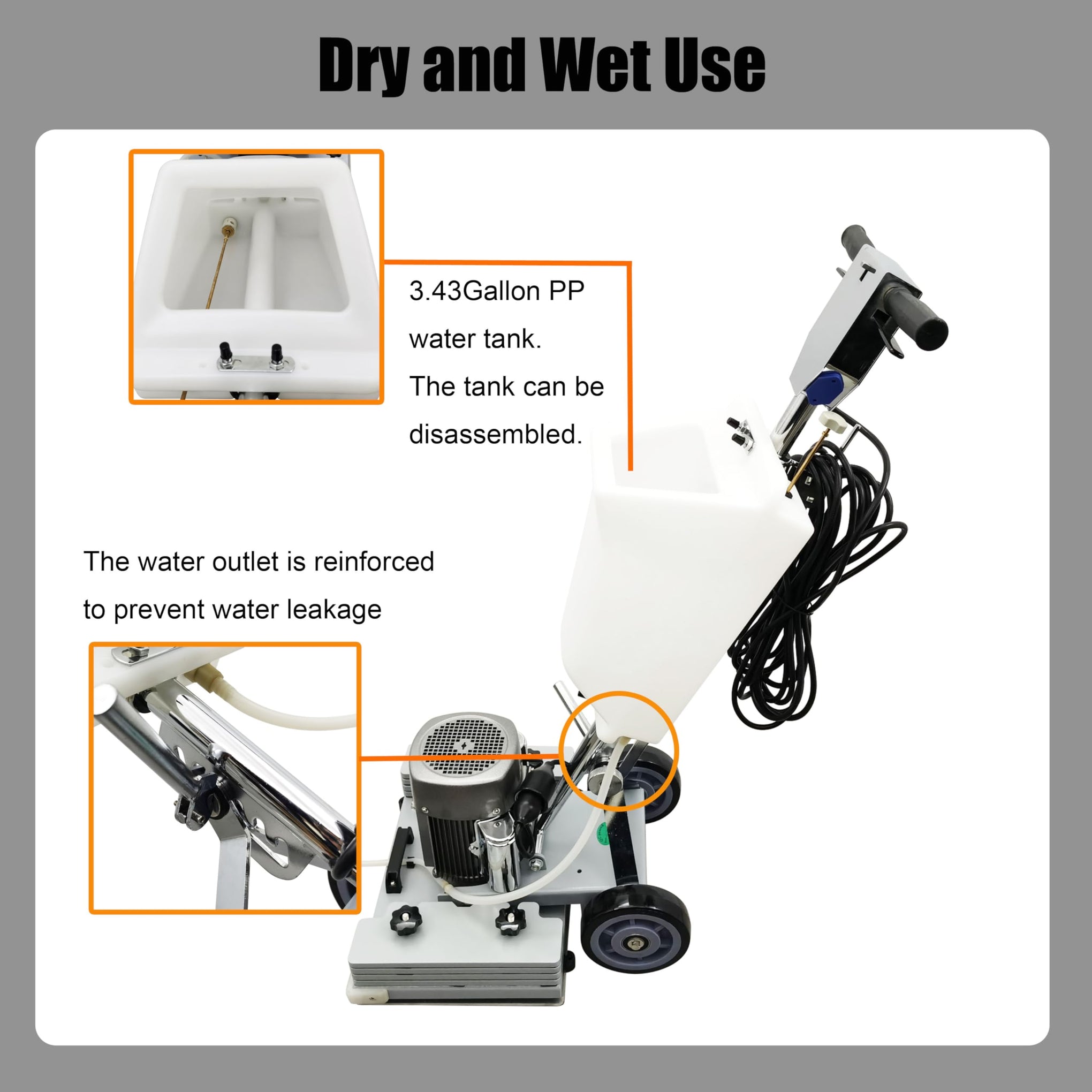110V 20"*14.2" Floor Grinding Scrubber Buffer Polisher Machine Square Chassis Clean Polish Wax Renovate Step Gymnasiums Shops Hotels Office Exhibition Hard Ground