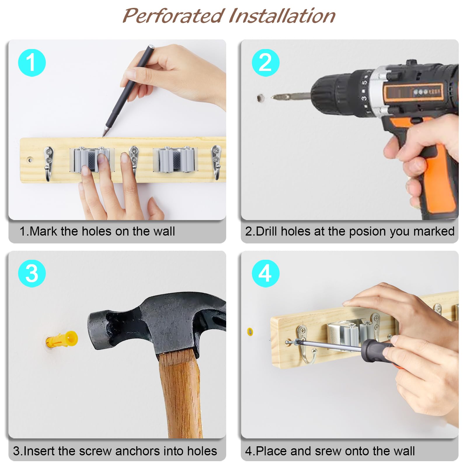 Mop and Broom Holder Wall Mount