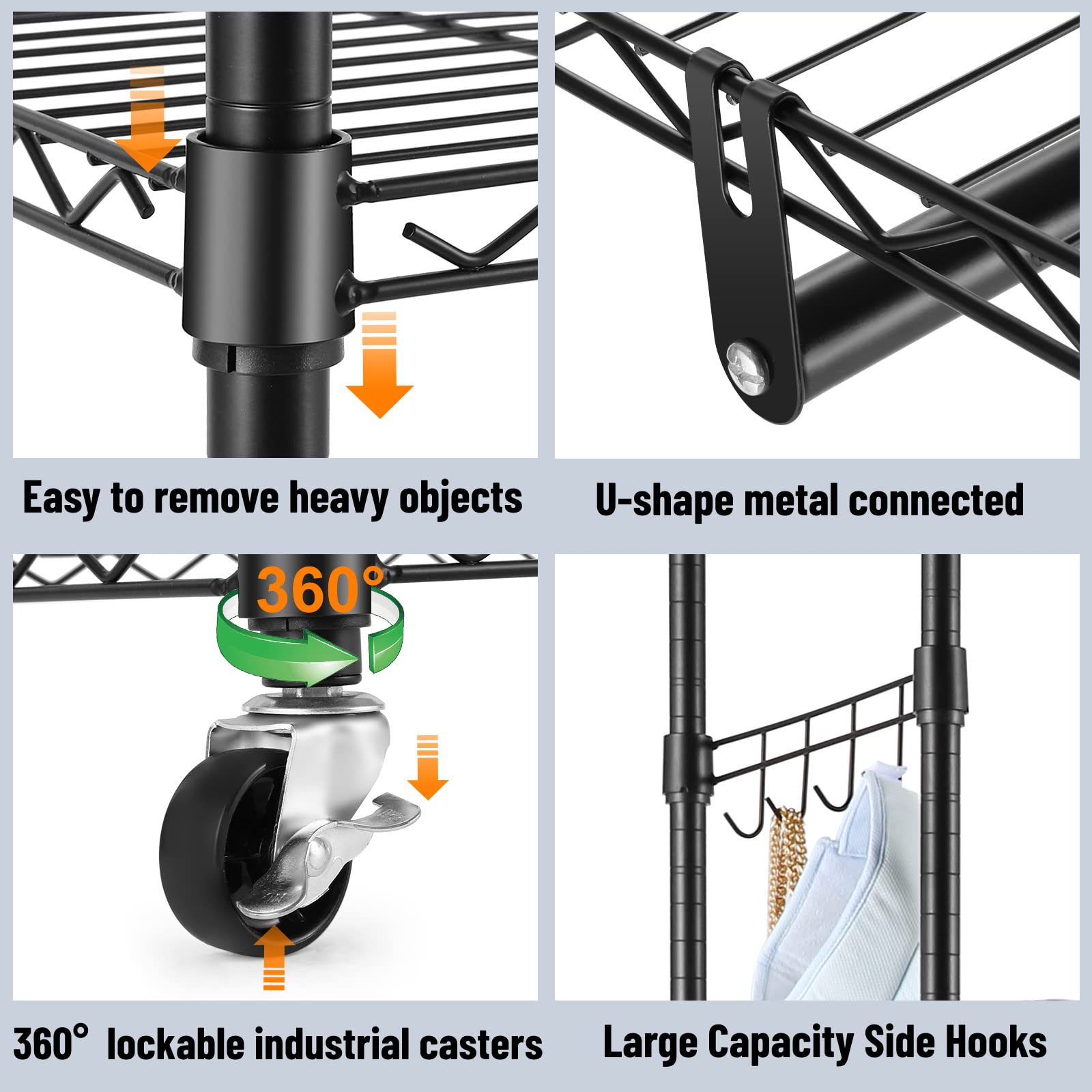 Rolling Garment Rack with Double Rod