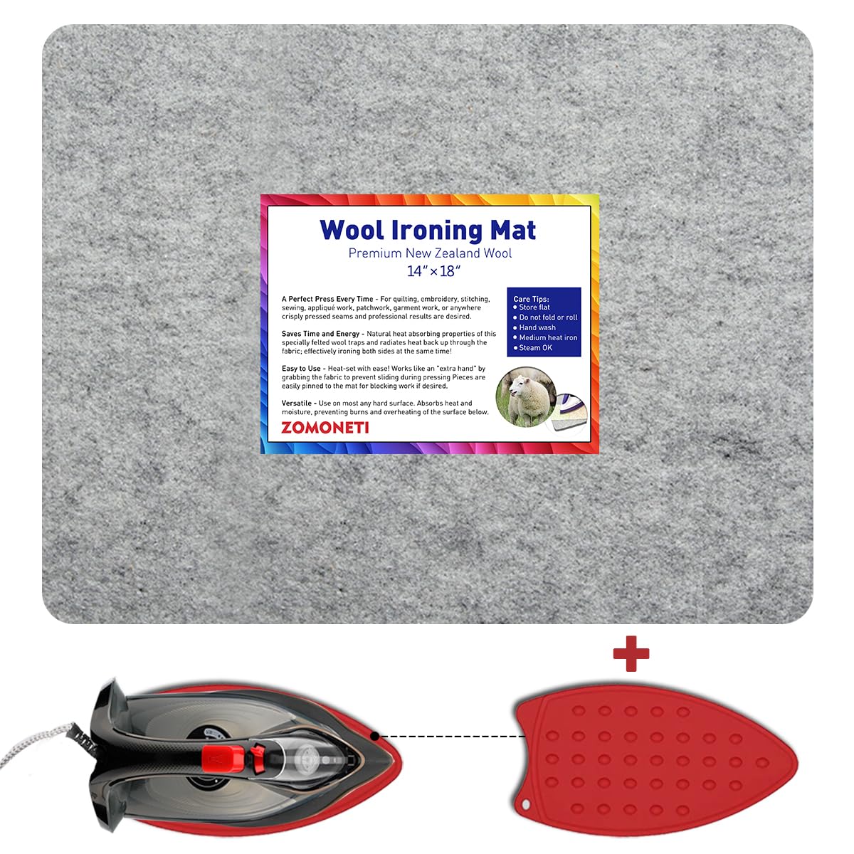 18" x 14" Wool Pressing Mat 100% New Zealand Felted Wool Ironing Mat Pad Blanket for Quilter