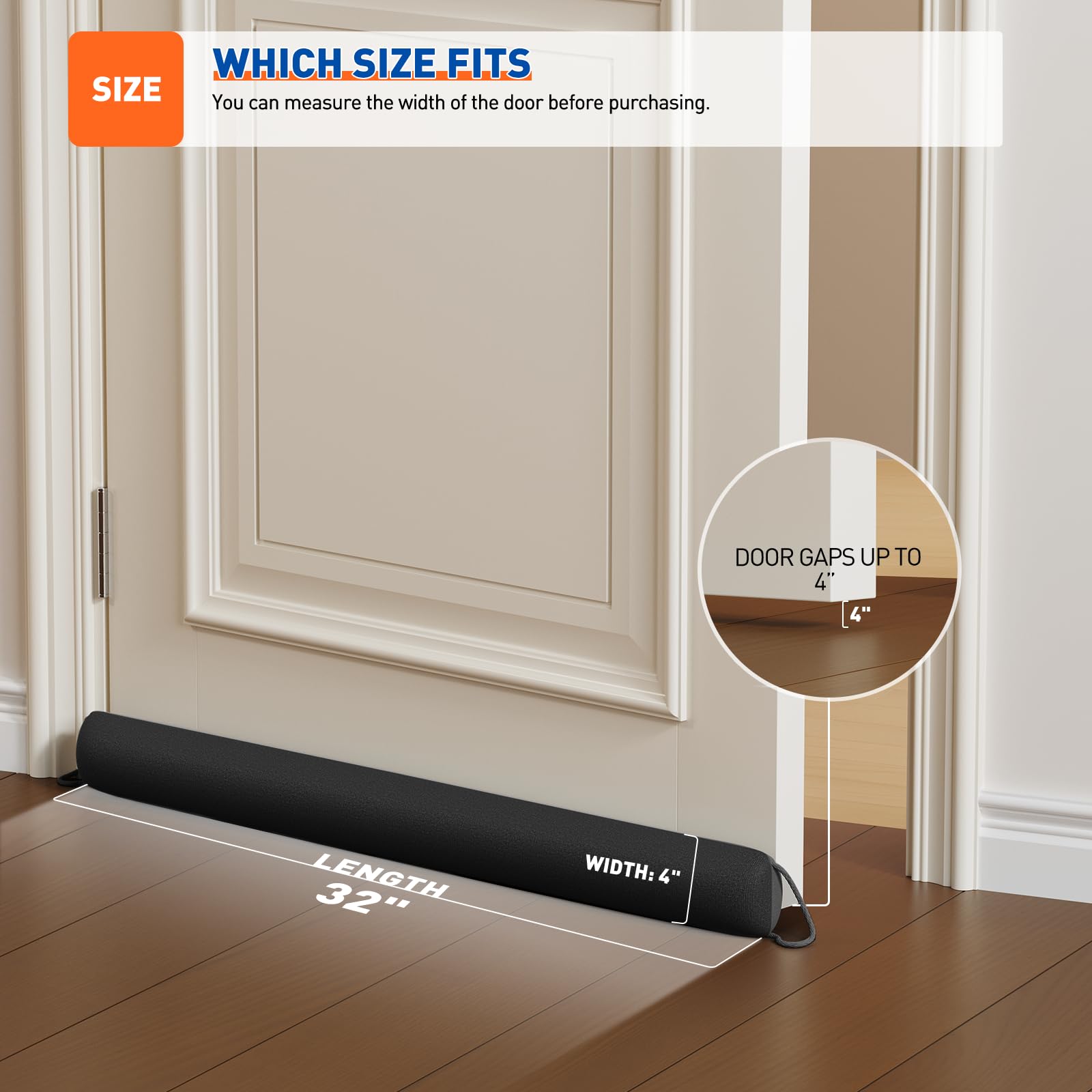 Weighted Door Draft Stopper for Bottom of Door 32 Inches