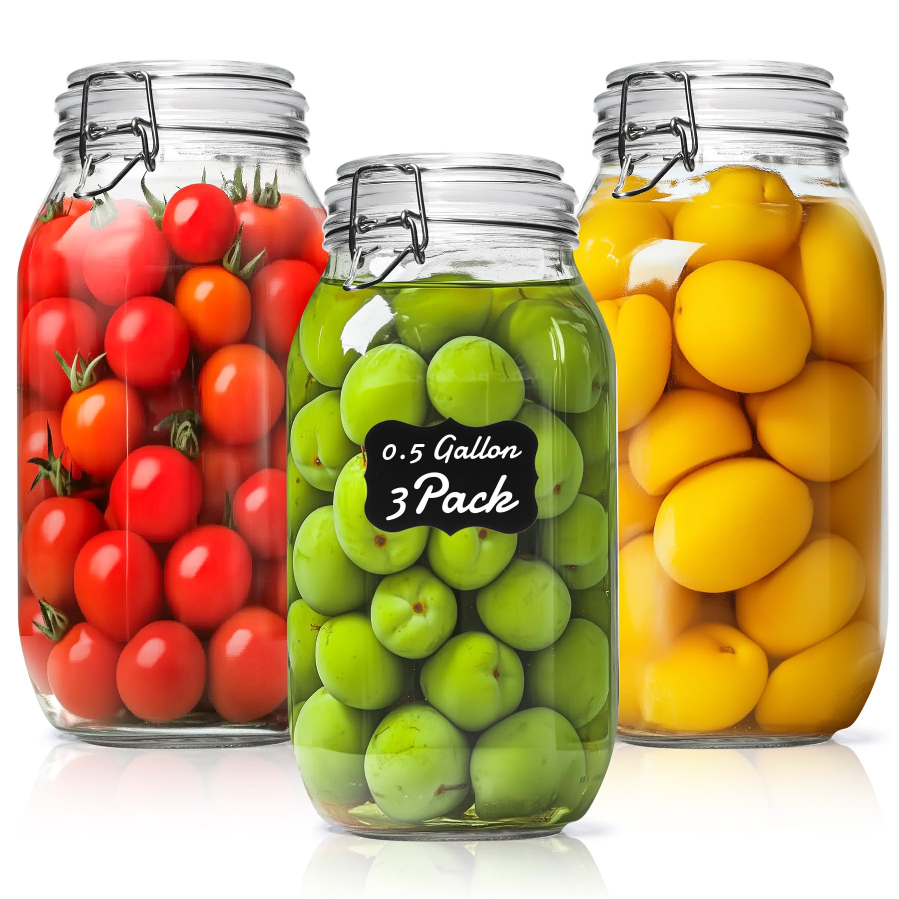 Large Glass Jars with Airtight Lids 71 oz 3 Pack Pantry Organization (3 Count)