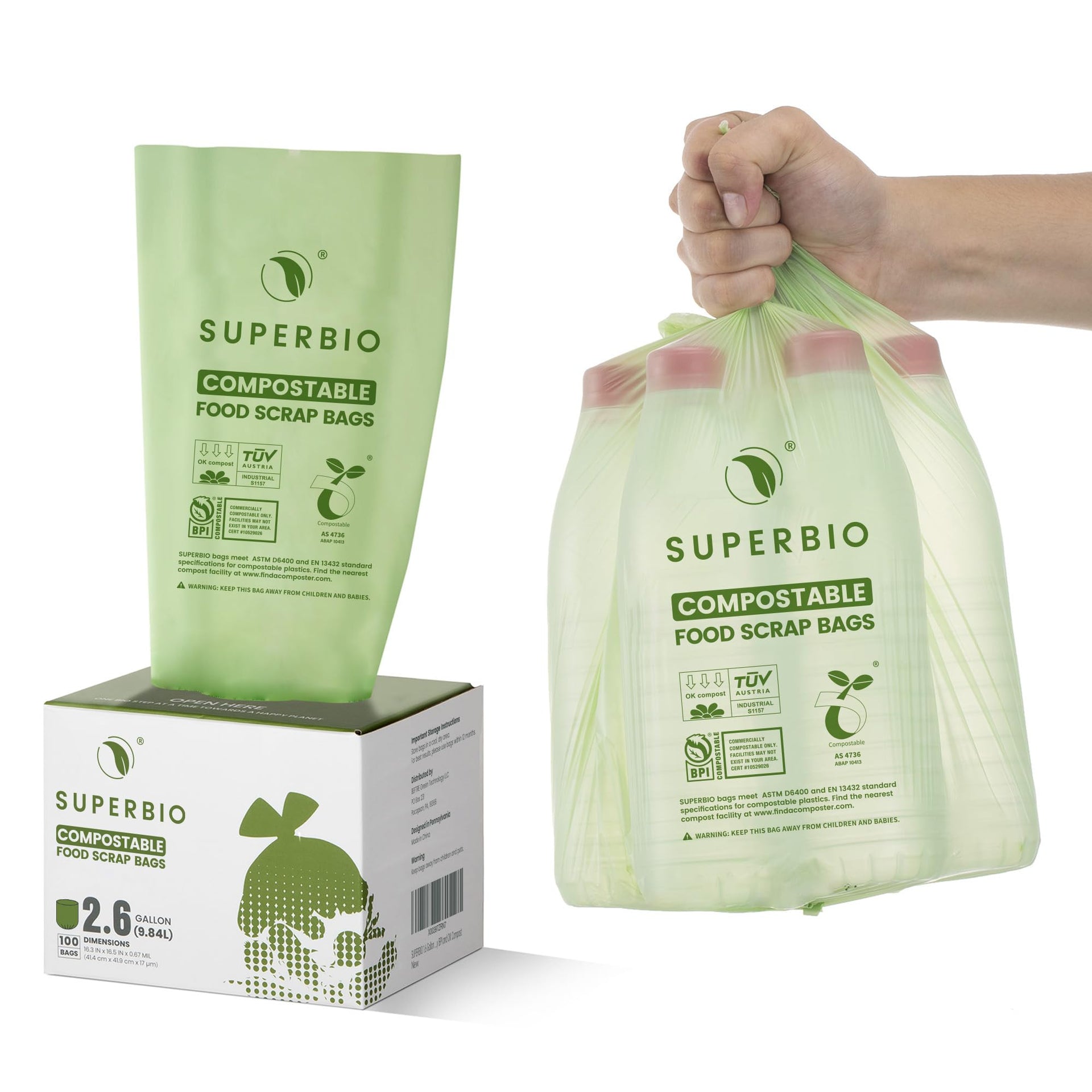 2.6 Gallon Compostable Food Waste Bags (100 Count)