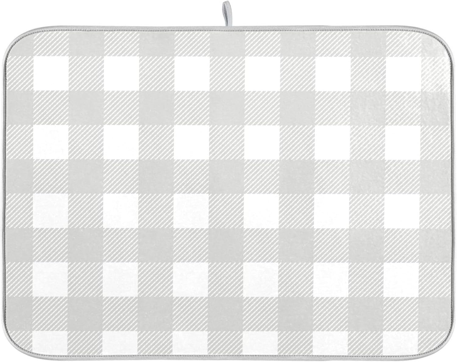 Buffalo Plaid Gray White Dish Drying Mat for Kitchen Countertop 18x24 Chessboard Rectangle Large Drying Mat Reusable Quick Dry Dish Sink Absorbent Mats Dishwasher Easy Clean Decorative Home Essentials