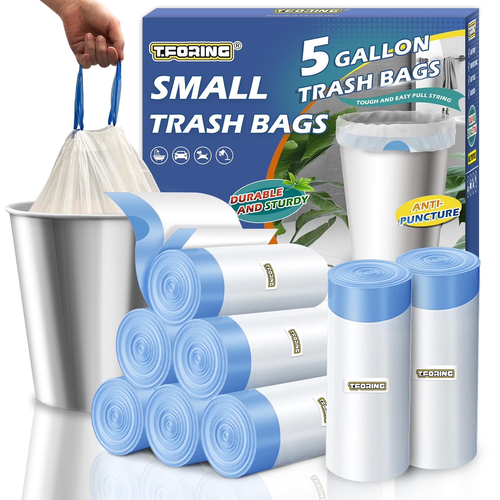 Small Trash Bags 5 Gallon Drawstring (240 Count)