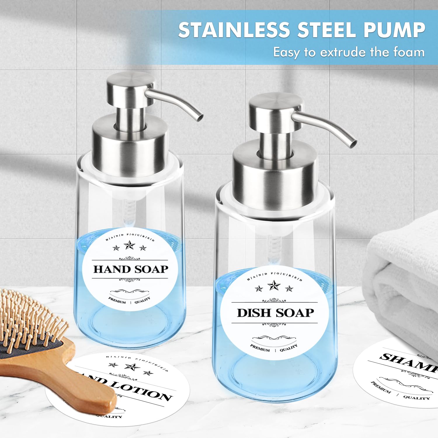 2 Pack Glass Foam Soap Dispenser Set (2 Count)