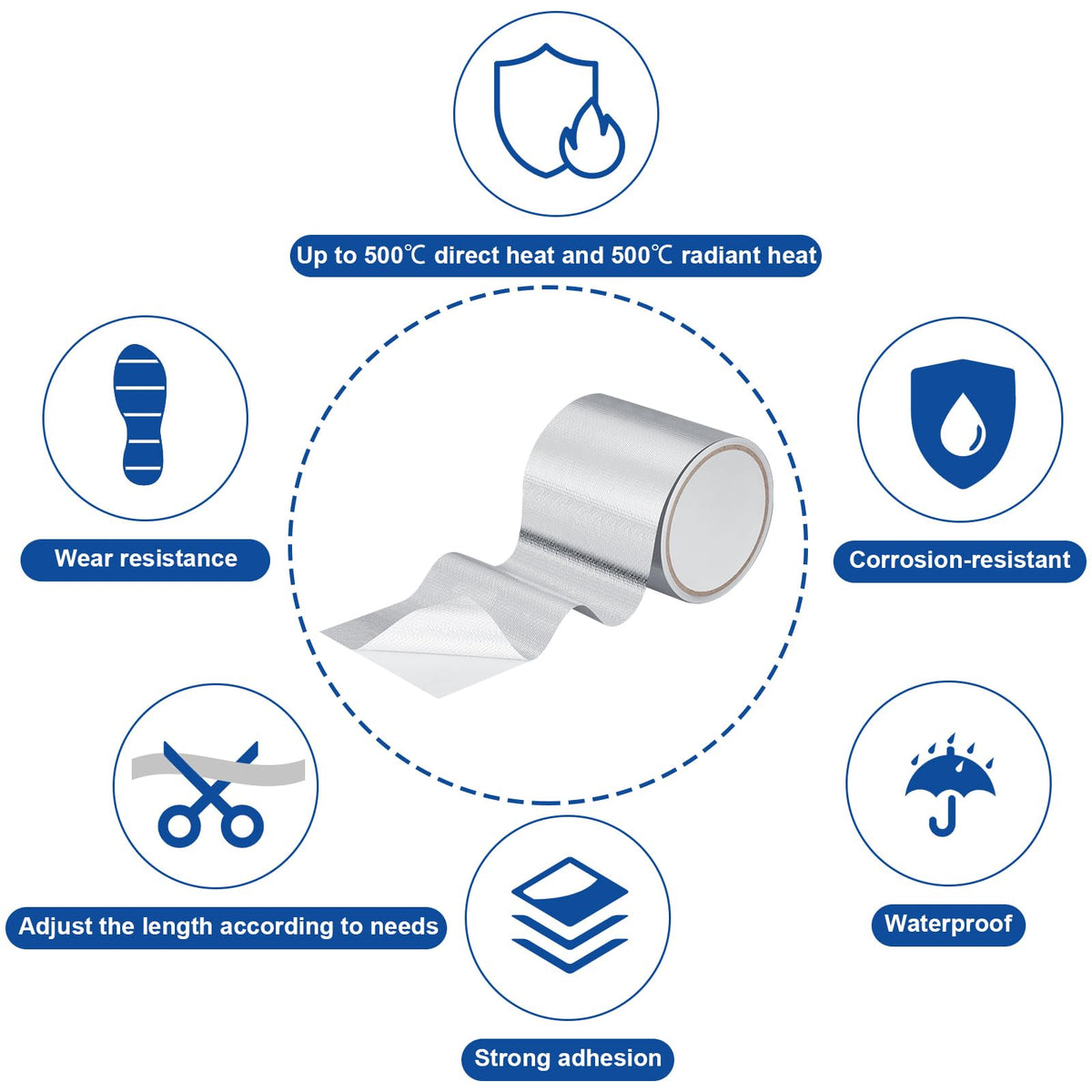 2 Rolls Aluminum Foil Tape Heat Shield Tape Barrier Adhesive Reflective Fiberglass Thermal Insulation Reflective Material High Temp Protection (2 Count)