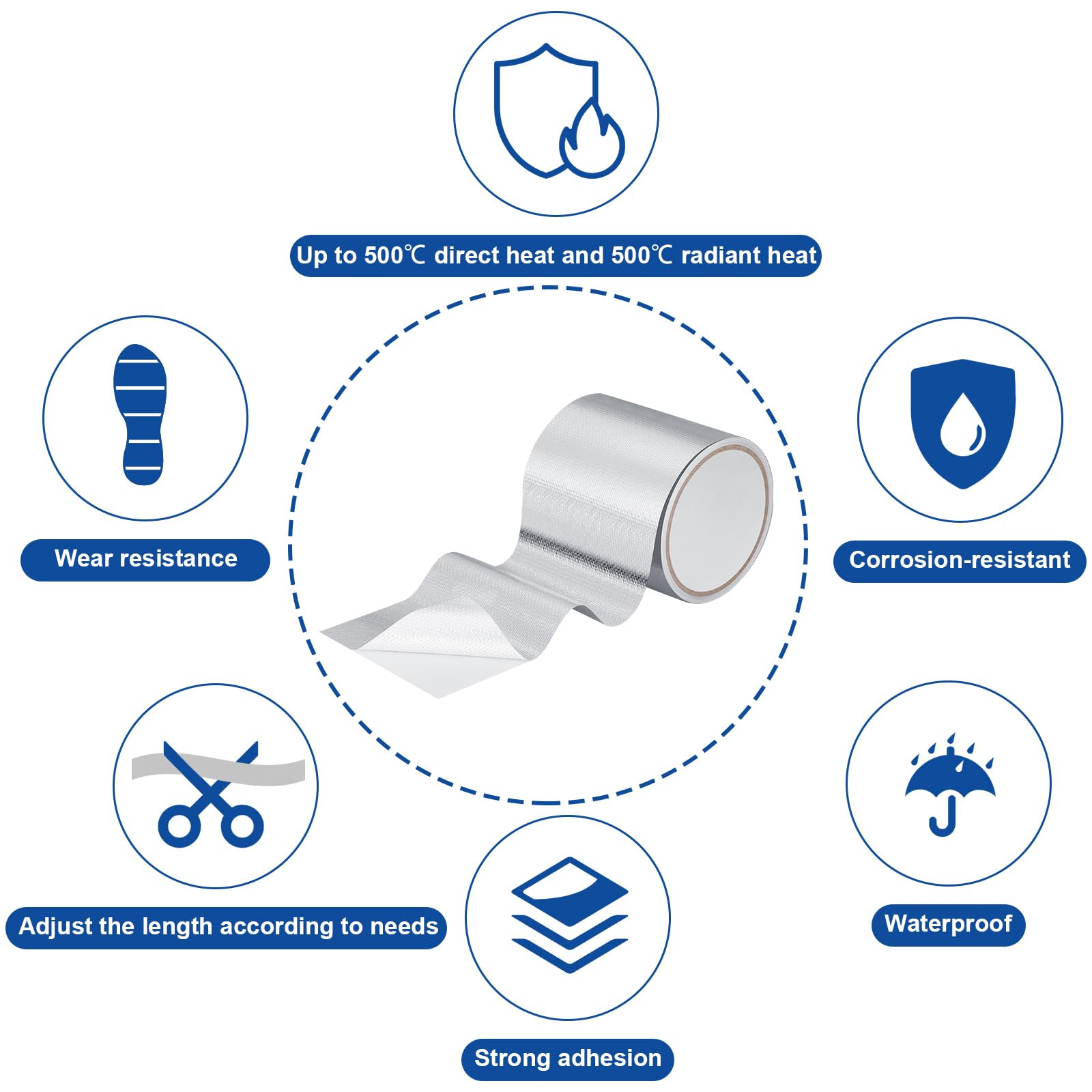 2 Rolls Aluminum Foil Tape Heat Shield Tape Barrier Adhesive Reflective Fiberglass Thermal Insulation Reflective Material High Temp Protection (2 Count)