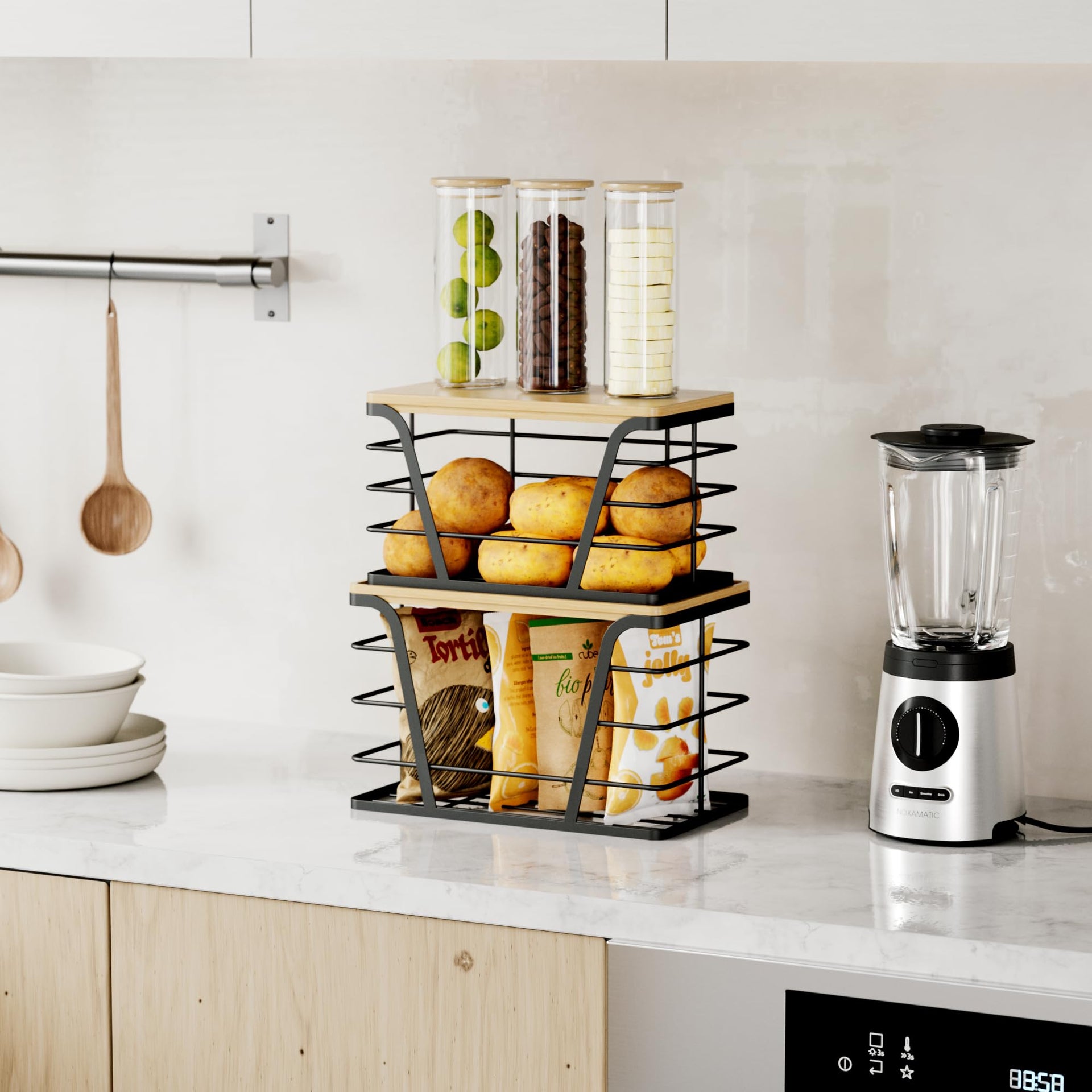 2 Pack Stackable Storage Laundry Kitchen Organizers (2 Count)