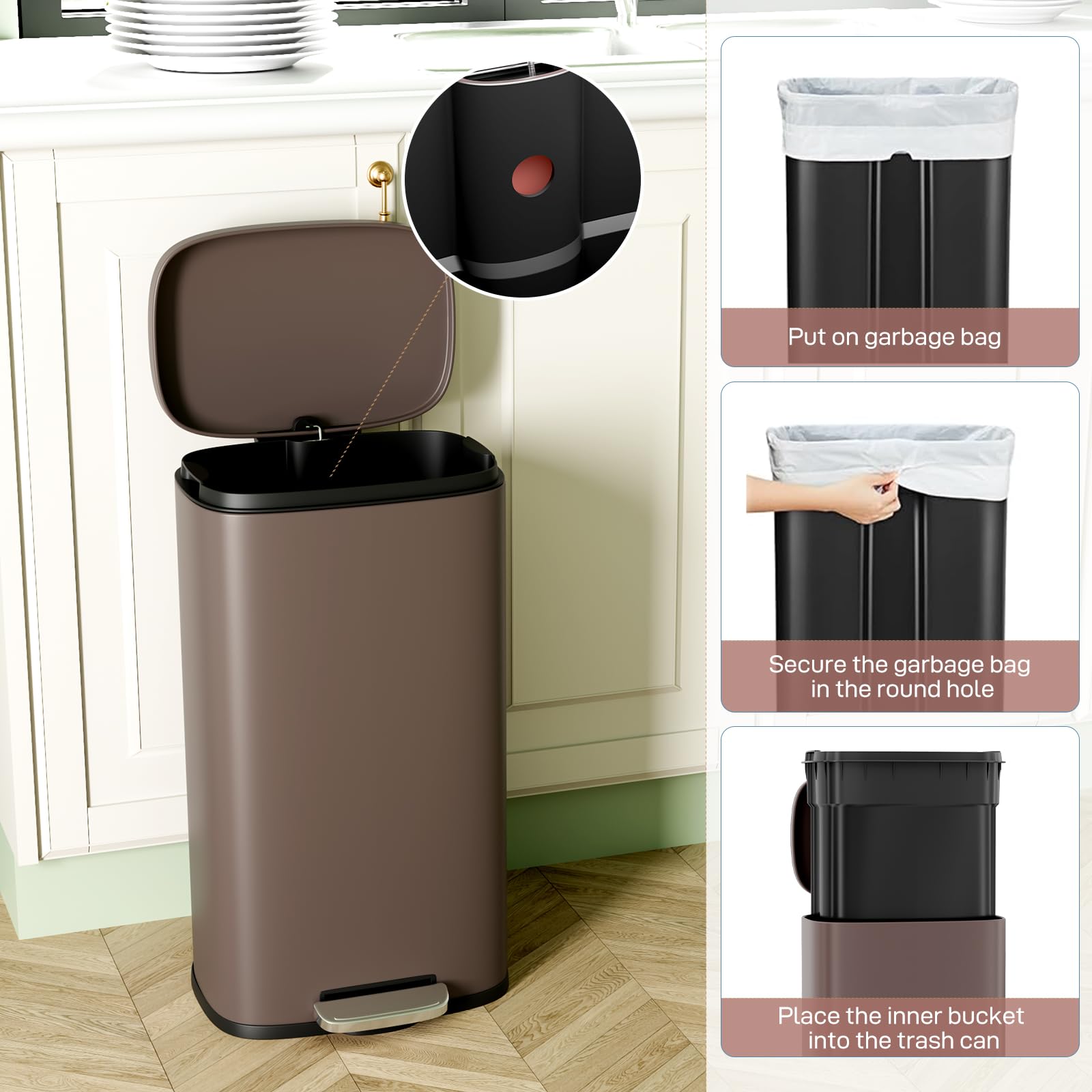 8 Gallon Step Kitchen Trash Can