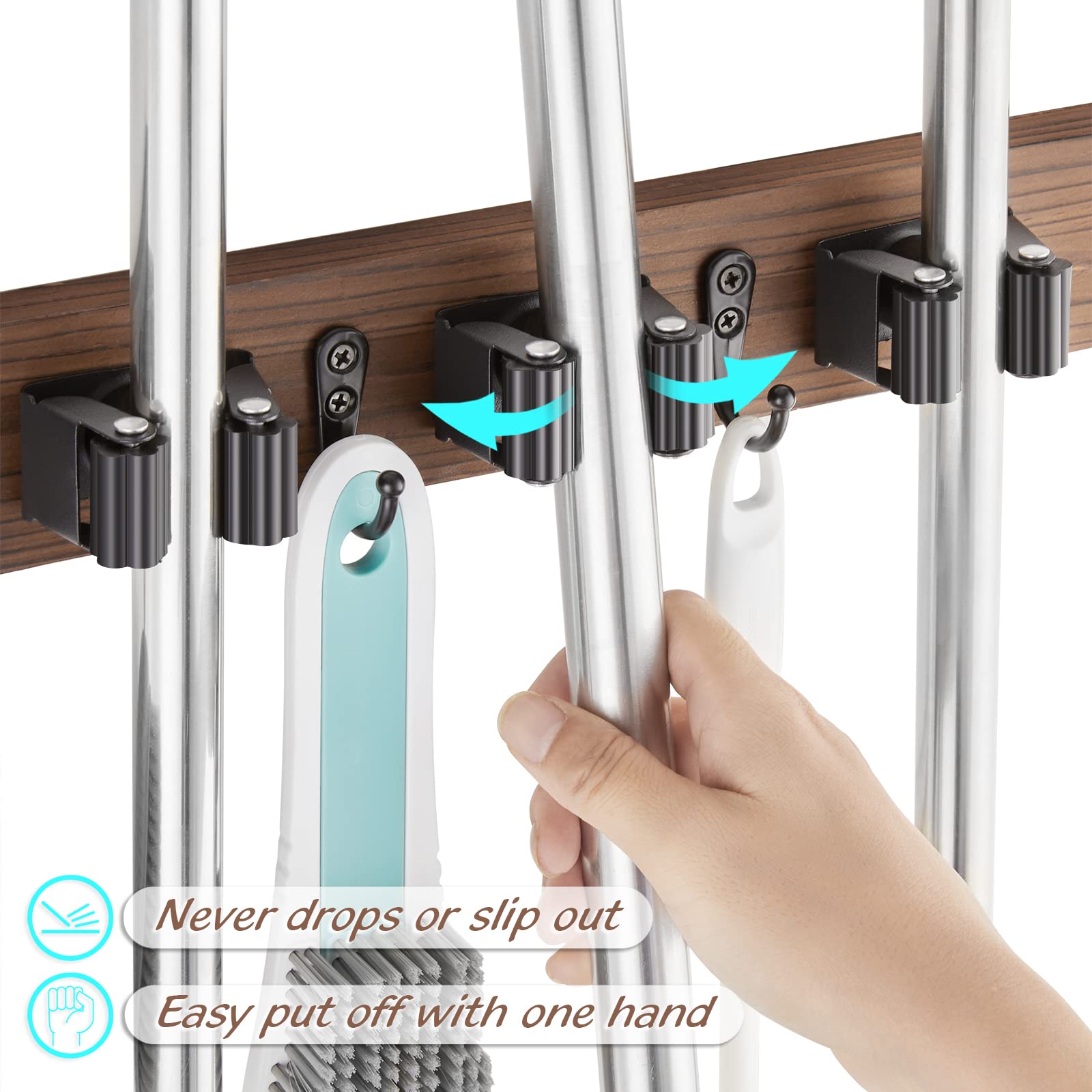 2 Pack Mop Broom Holder Wall Mount