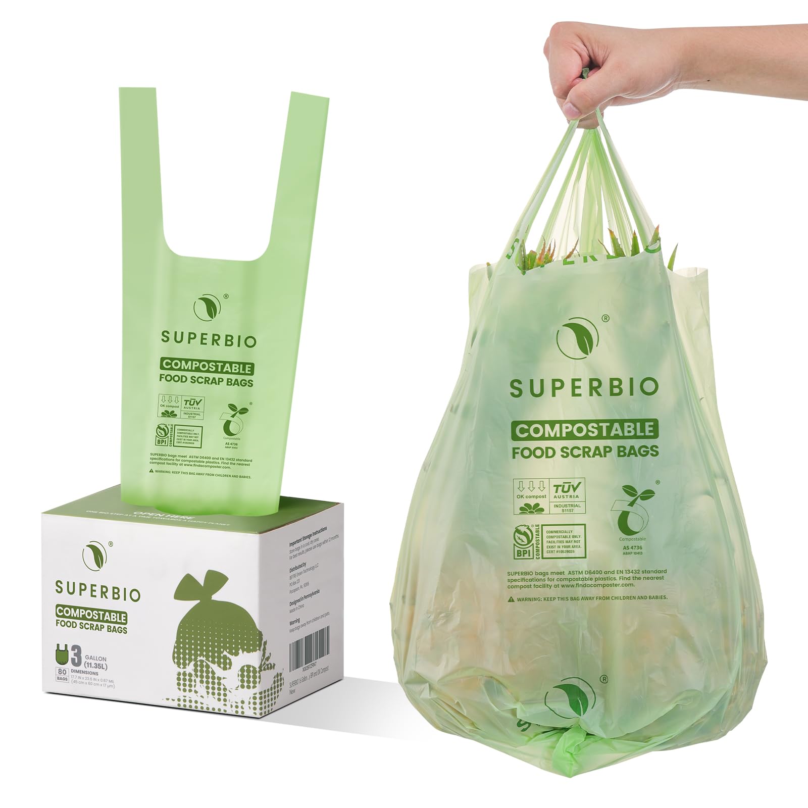 3 Gallon Compostable Food Waste Bags (80 Count)