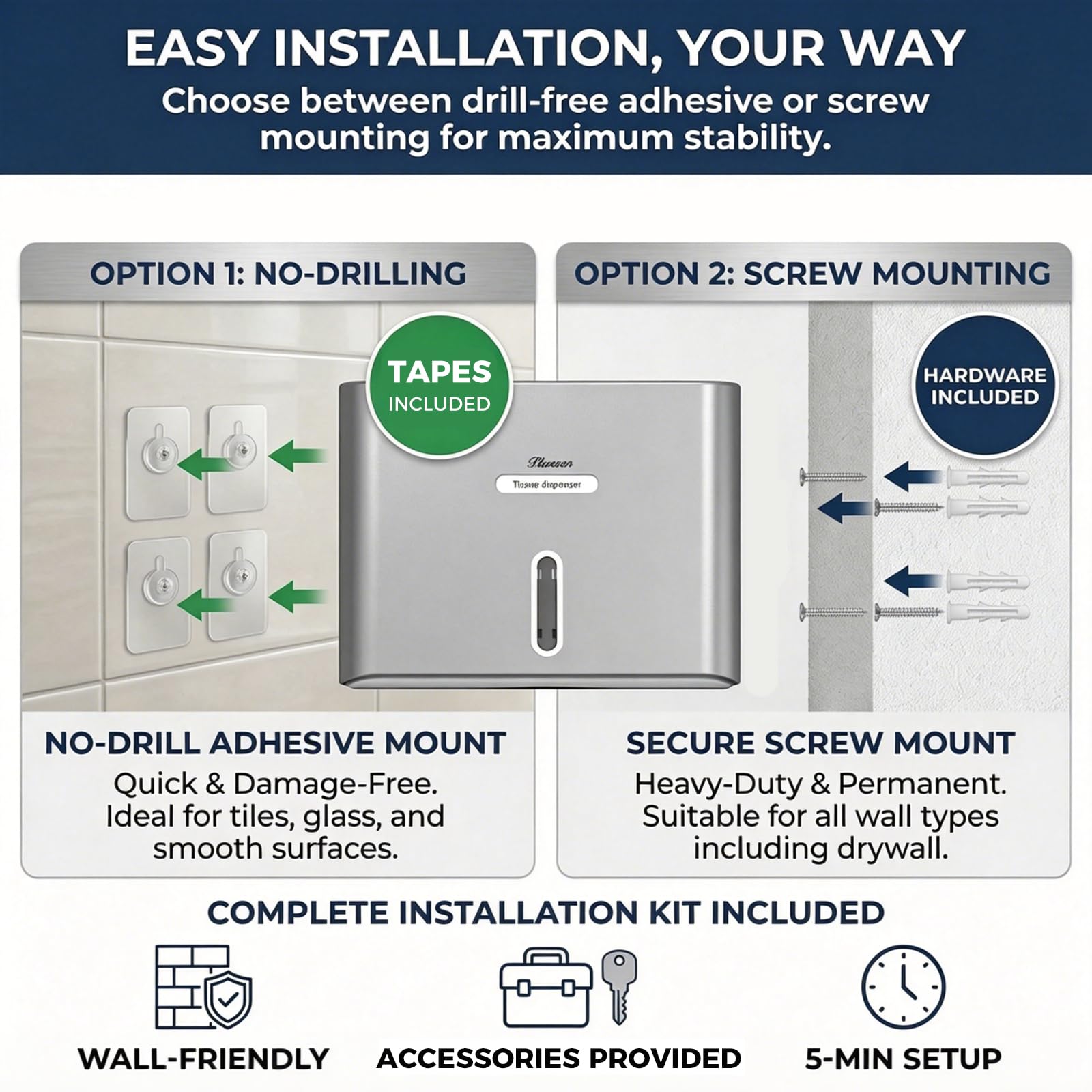 Commercial Paper Towel Dispenser Wall Mount (200 Count)