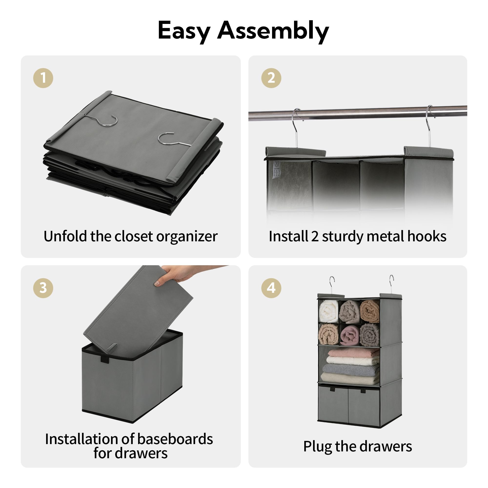 4 Shelf Hanging Closet Organizer with Drawer