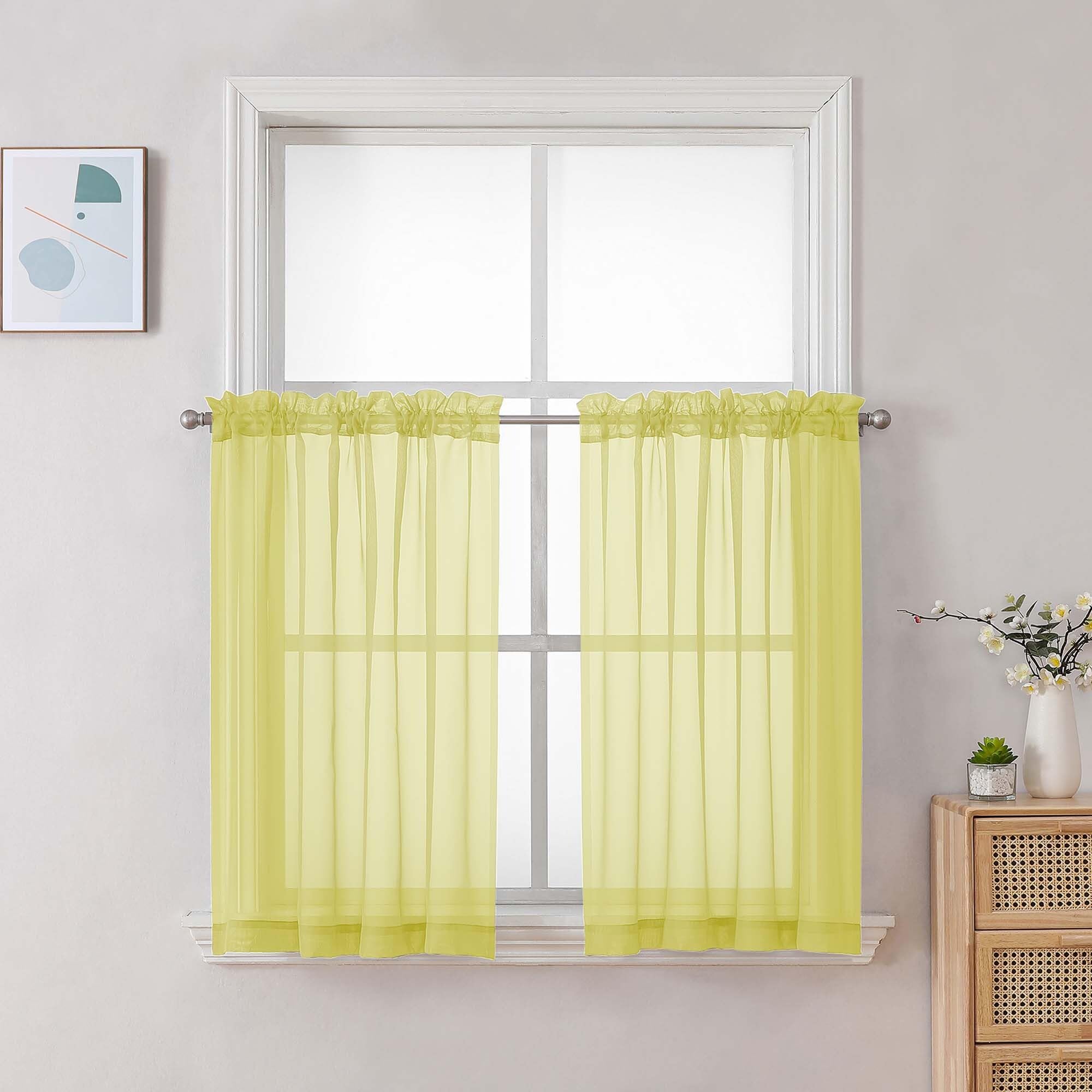 Sheer Curtains 36 inch Length 2 Panels Set (2 Count)