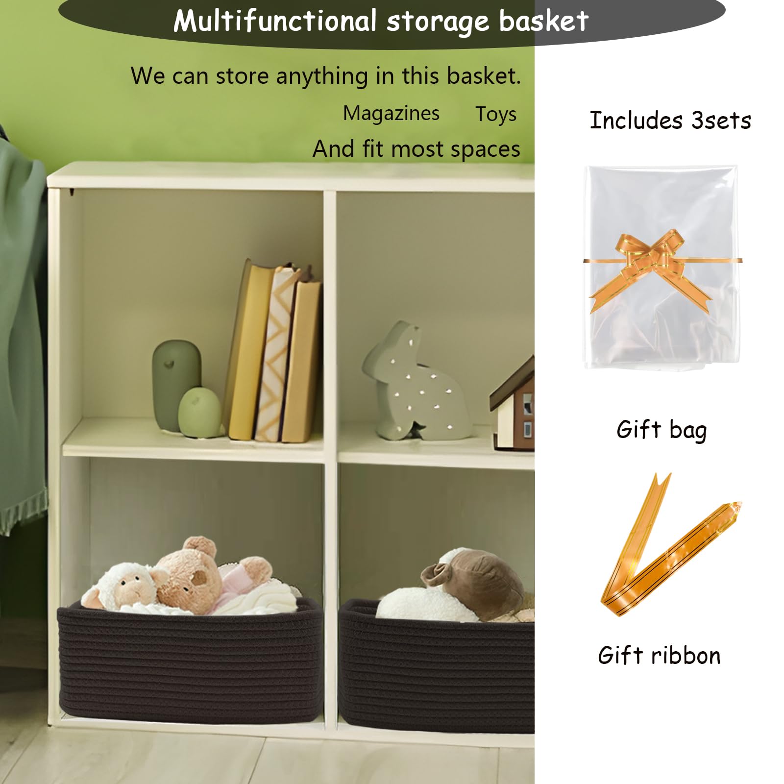 COMFY HOMI 11.5"x7.5"x4.7" Storage Baskets for Organizing (3 Count)