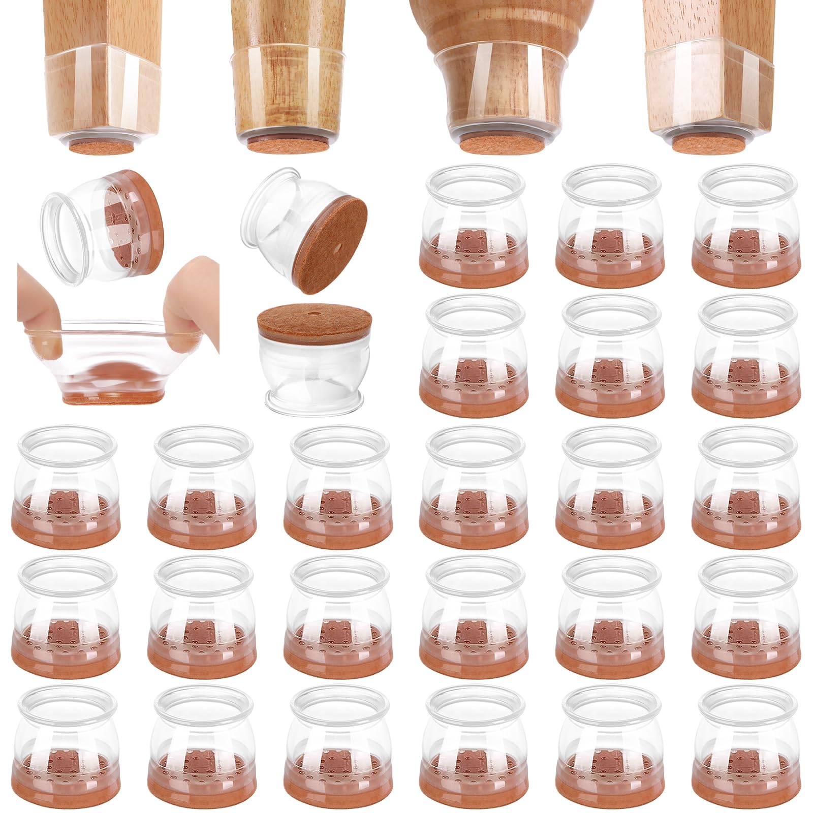 24 Pack Chair Leg Floor Protectors for Hardwood Floors (24 Count)