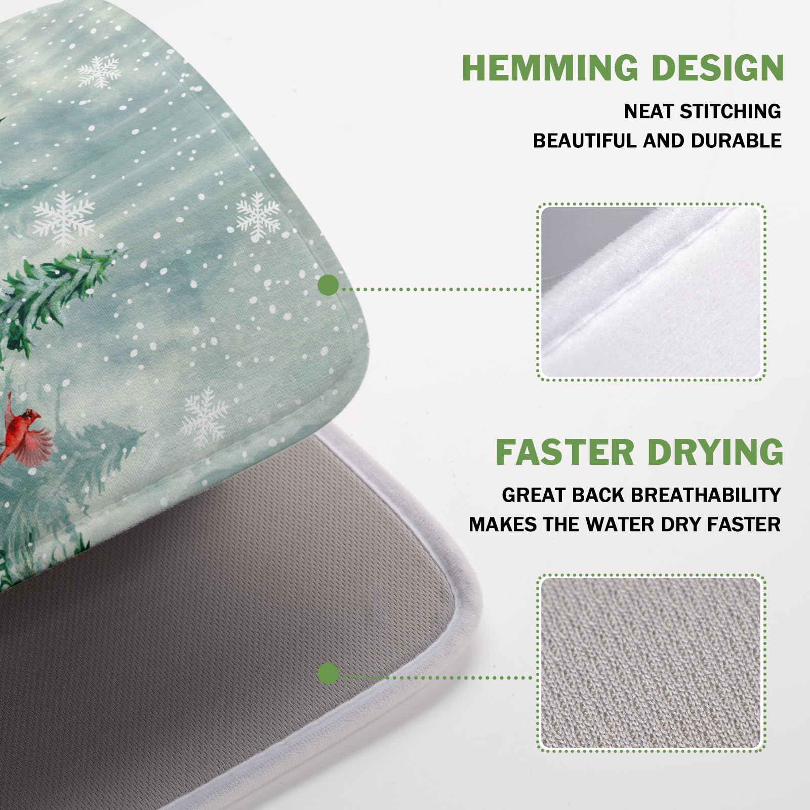 Welcome Winter Pines Tree Dish Drying Mat