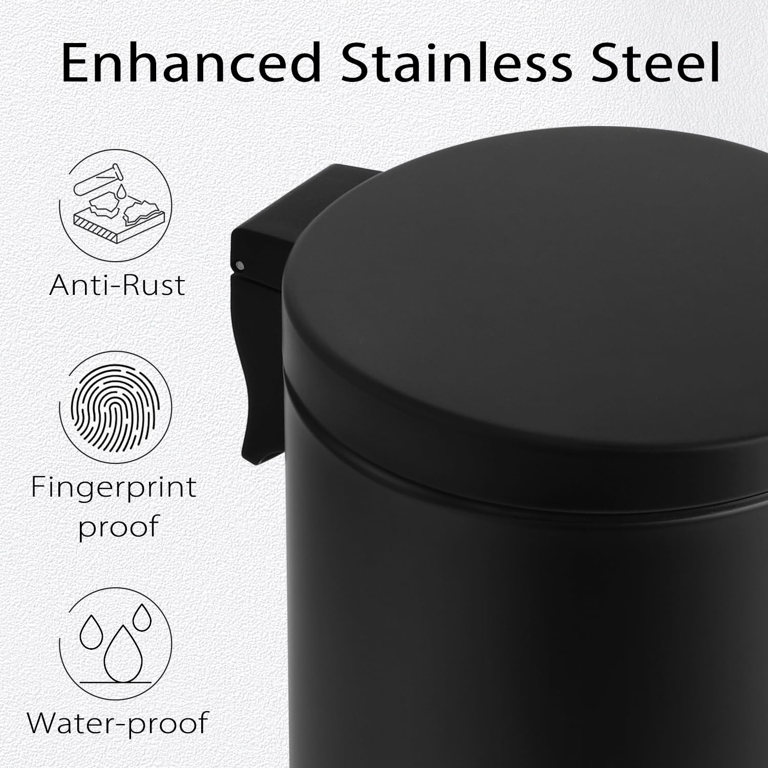 Small Bathroom Trash Can with Lid Soft Close