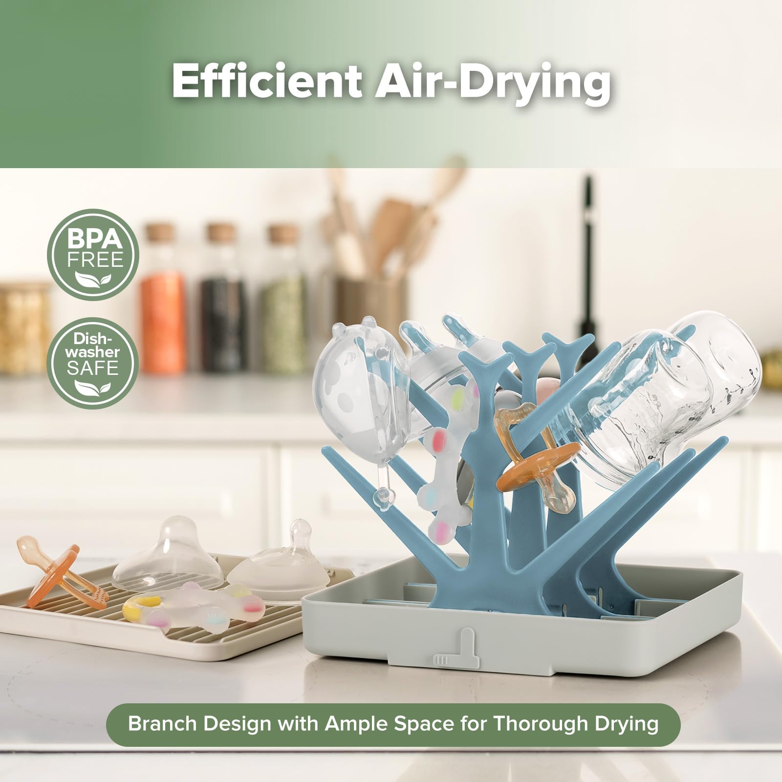 Portable Baby Bottle Drying Rack with Tray